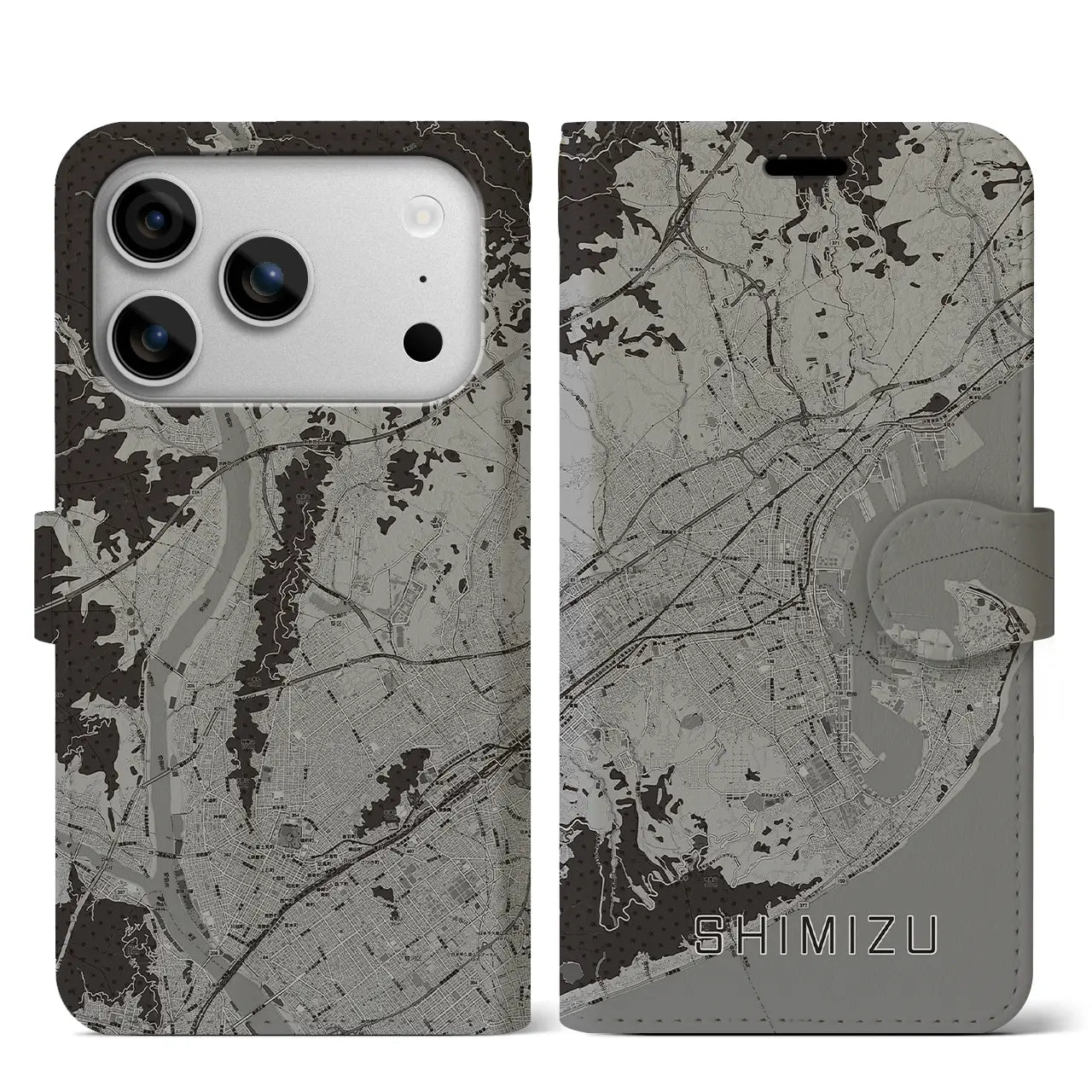 【清水(静岡県)】地図柄iPhoneケース(手帳タイプ)