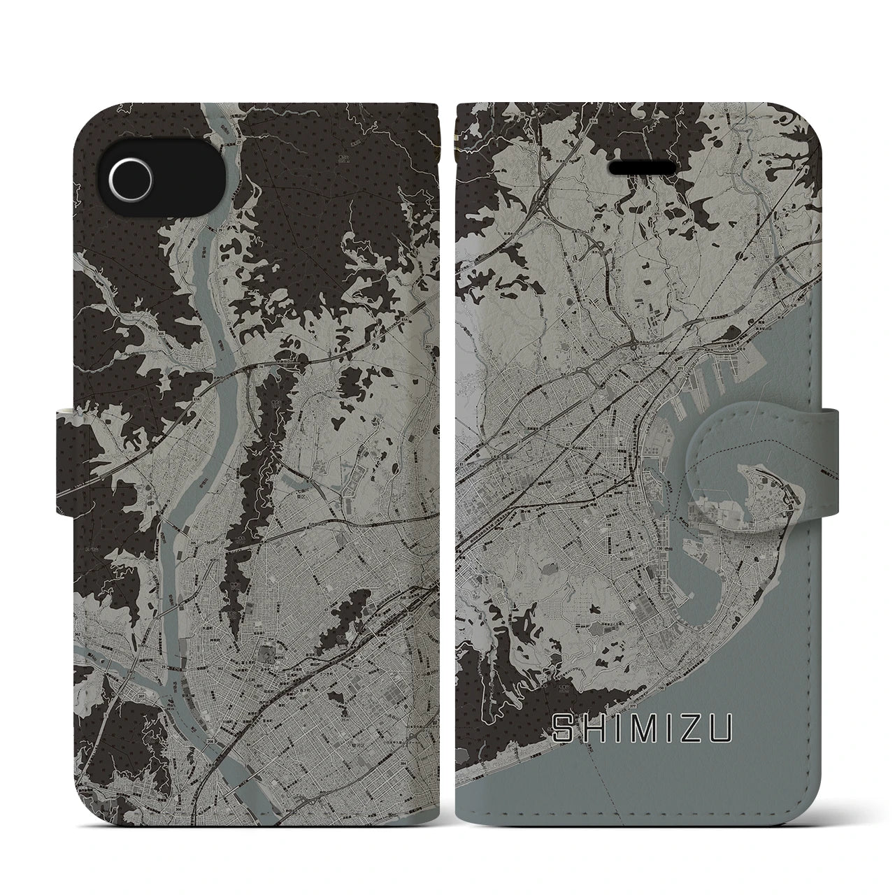 【清水(静岡県)】地図柄iPhoneケース(手帳タイプ)