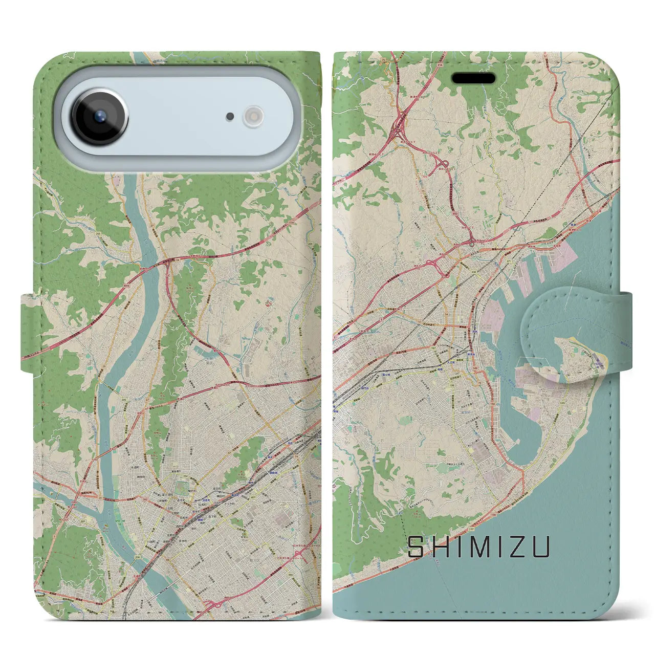 【清水(静岡県)】地図柄iPhoneケース(手帳タイプ)