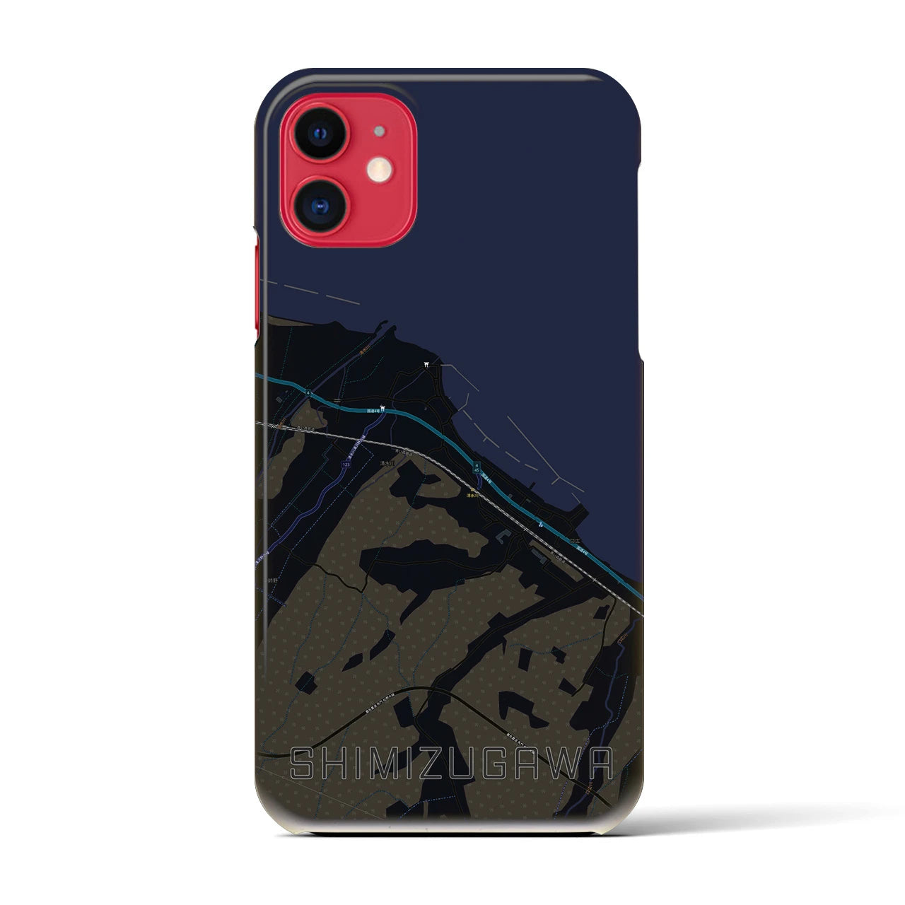 【清水川(青森県)】地図柄iPhoneケース(バックカバータイプ)