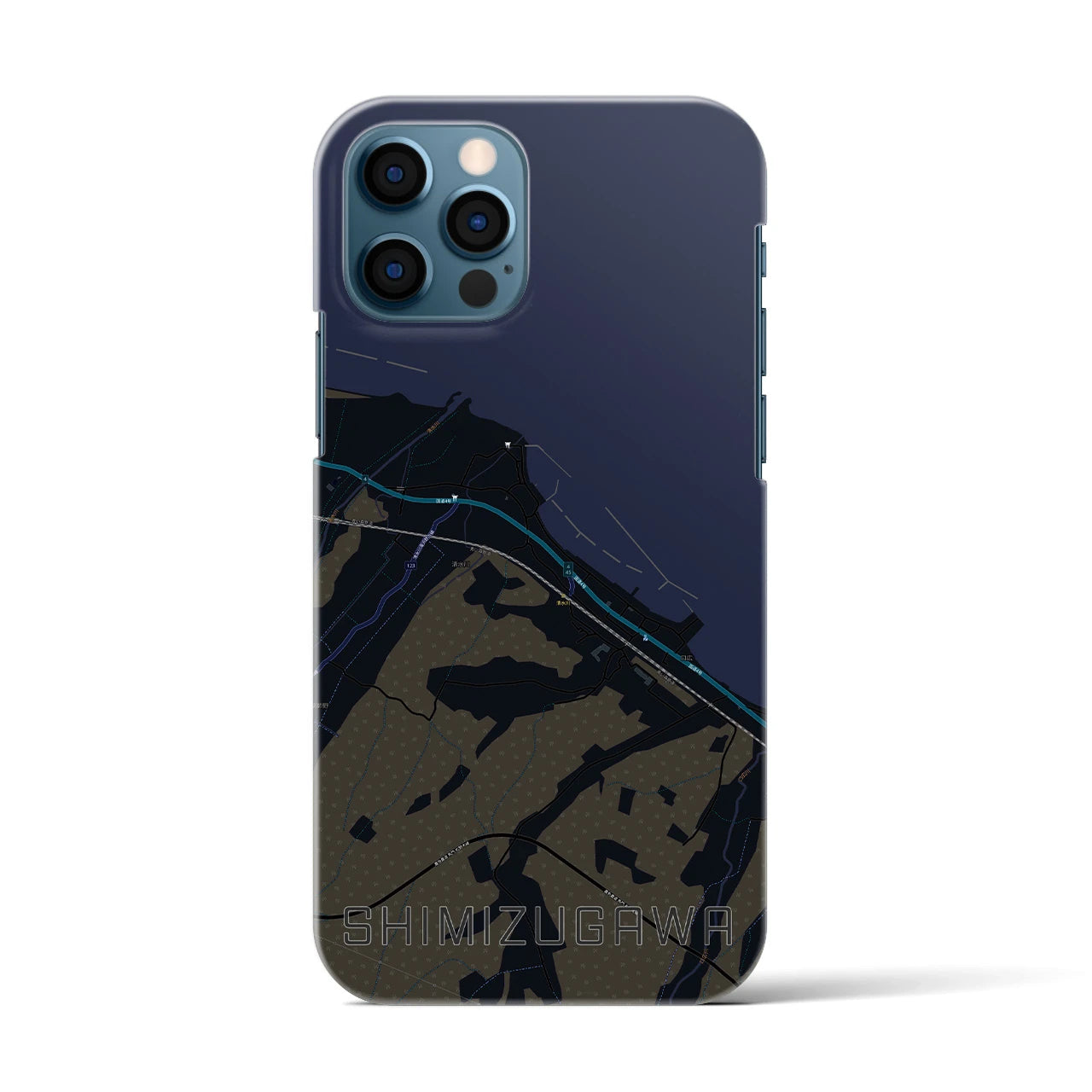 【清水川(青森県)】地図柄iPhoneケース(バックカバータイプ)