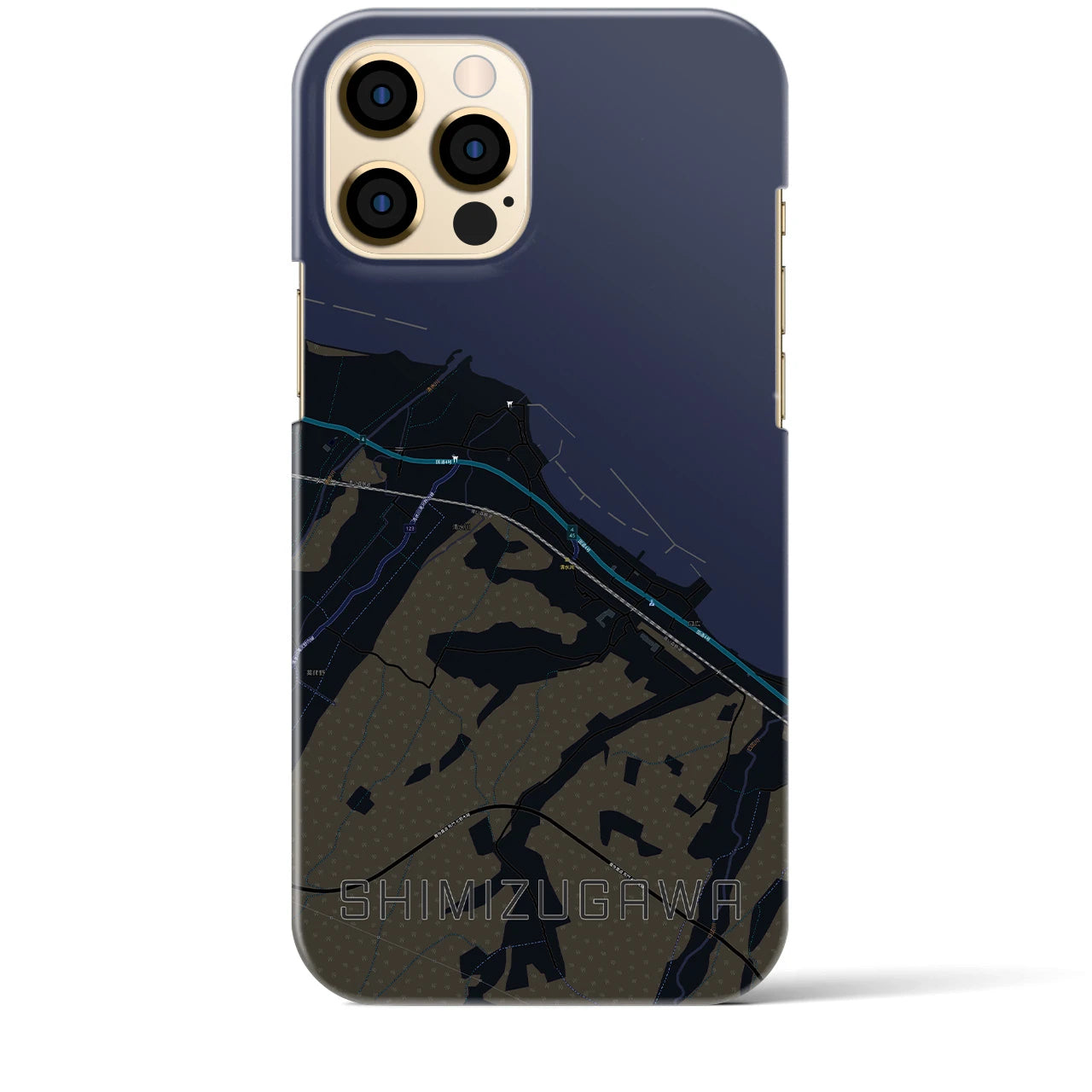 【清水川(青森県)】地図柄iPhoneケース(バックカバータイプ)