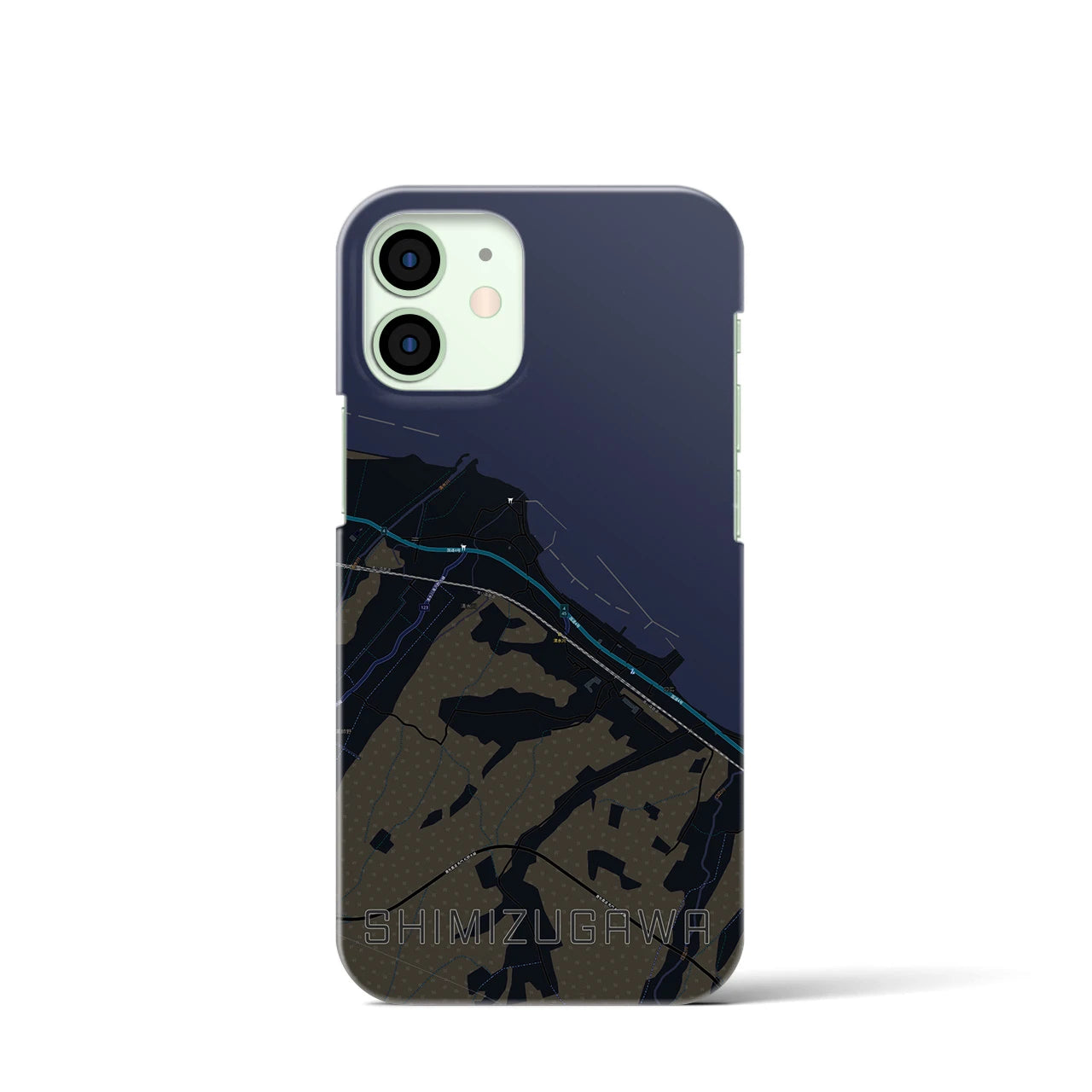 【清水川(青森県)】地図柄iPhoneケース(バックカバータイプ)