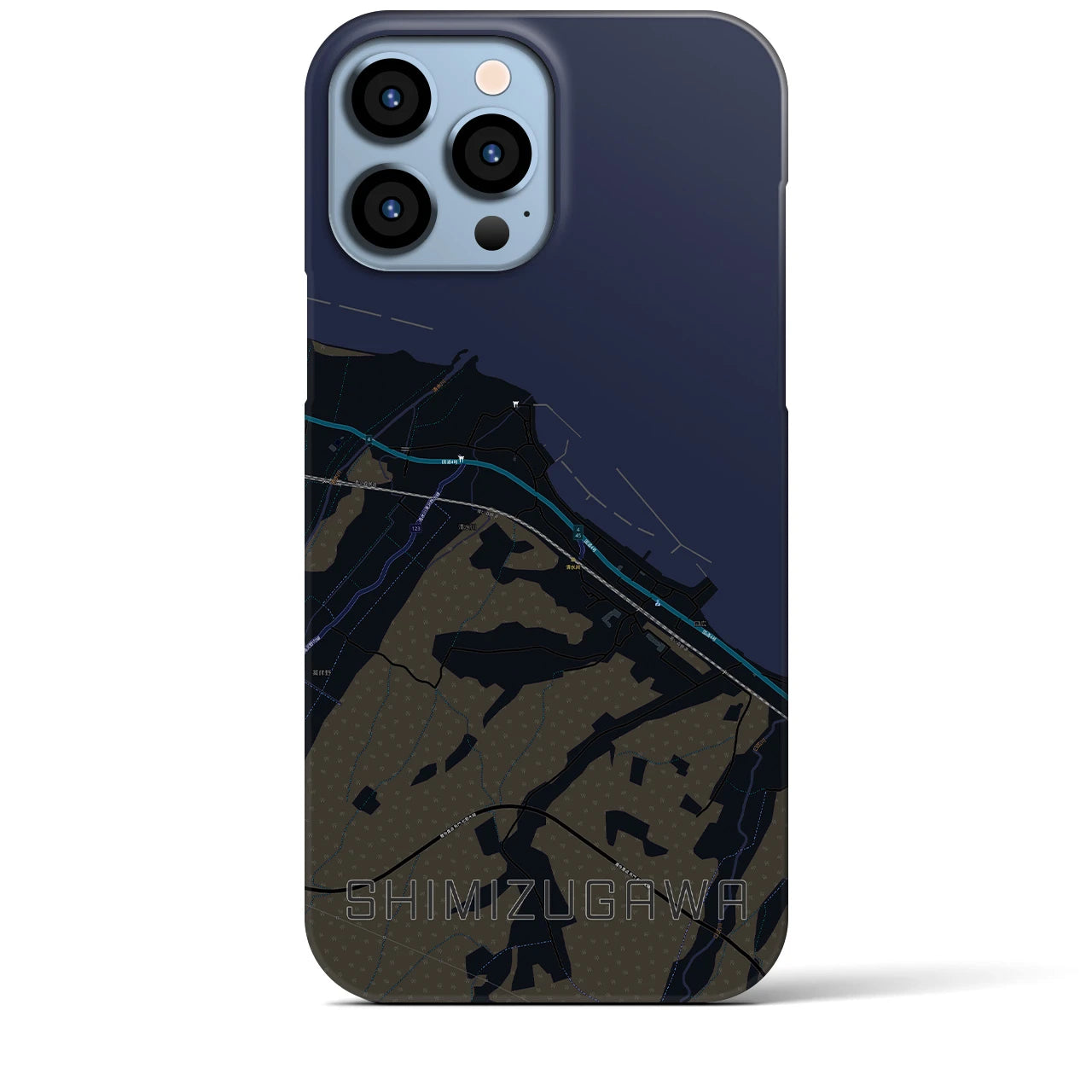 【清水川(青森県)】地図柄iPhoneケース(バックカバータイプ)