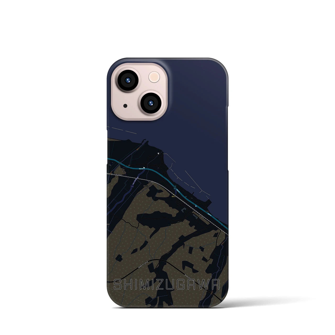 【清水川(青森県)】地図柄iPhoneケース(バックカバータイプ)