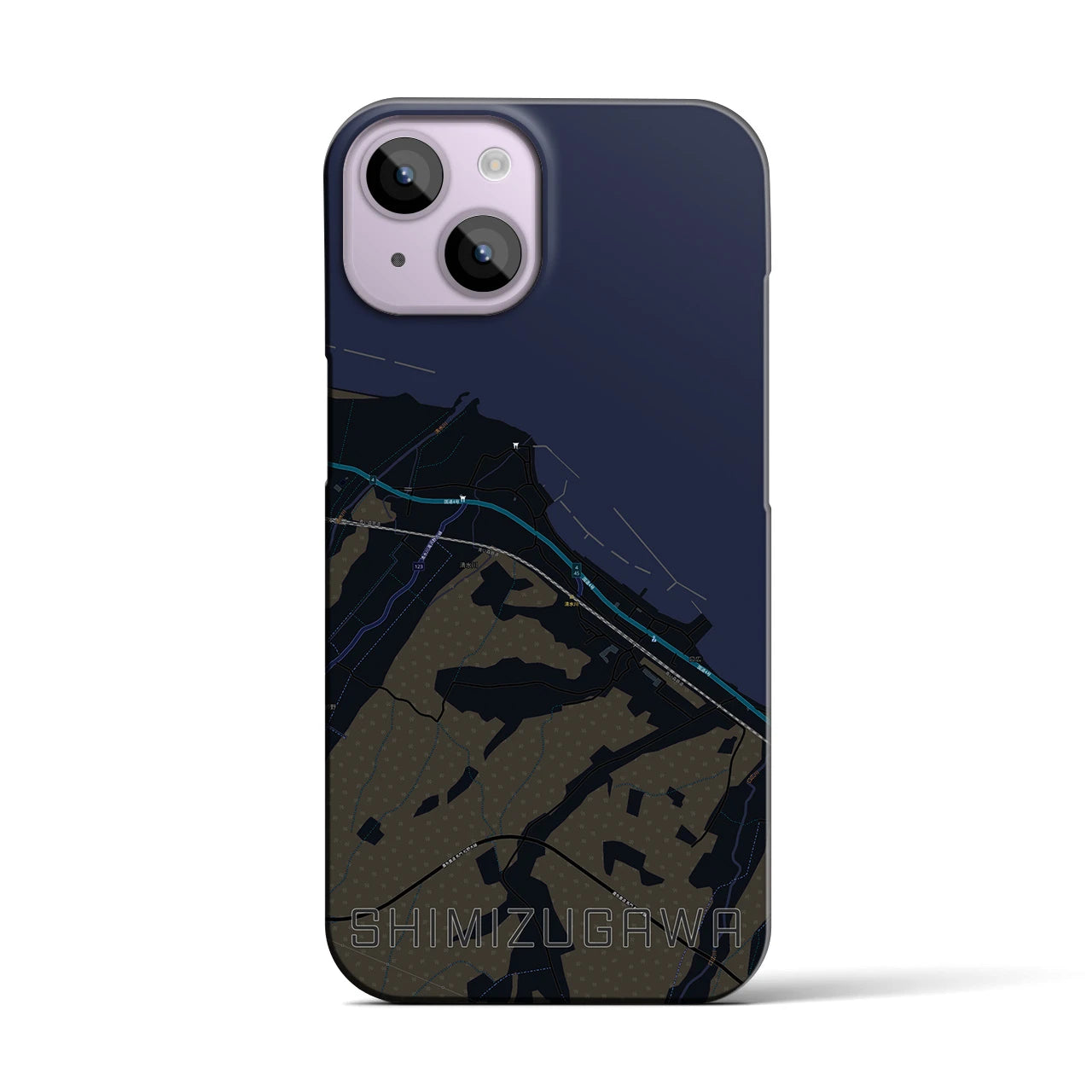 【清水川(青森県)】地図柄iPhoneケース(バックカバータイプ)