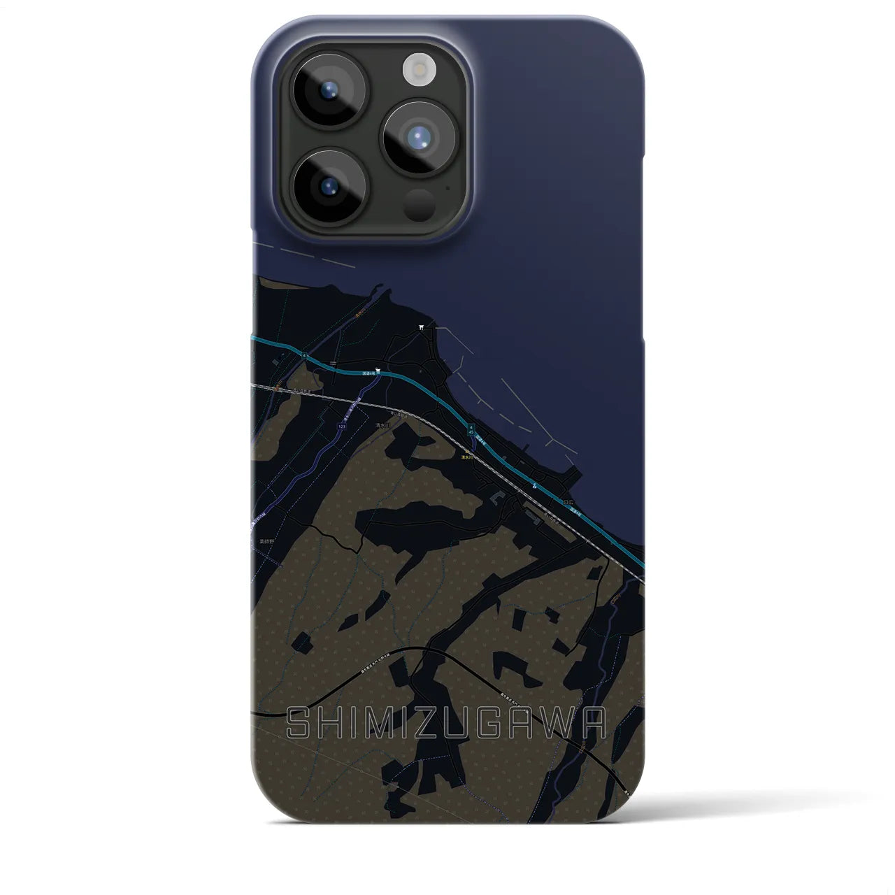 【清水川(青森県)】地図柄iPhoneケース(バックカバータイプ)