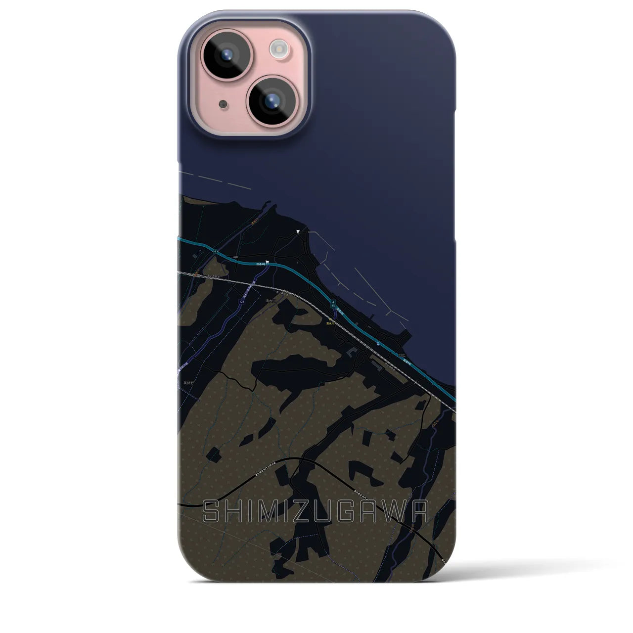 【清水川(青森県)】地図柄iPhoneケース(バックカバータイプ)