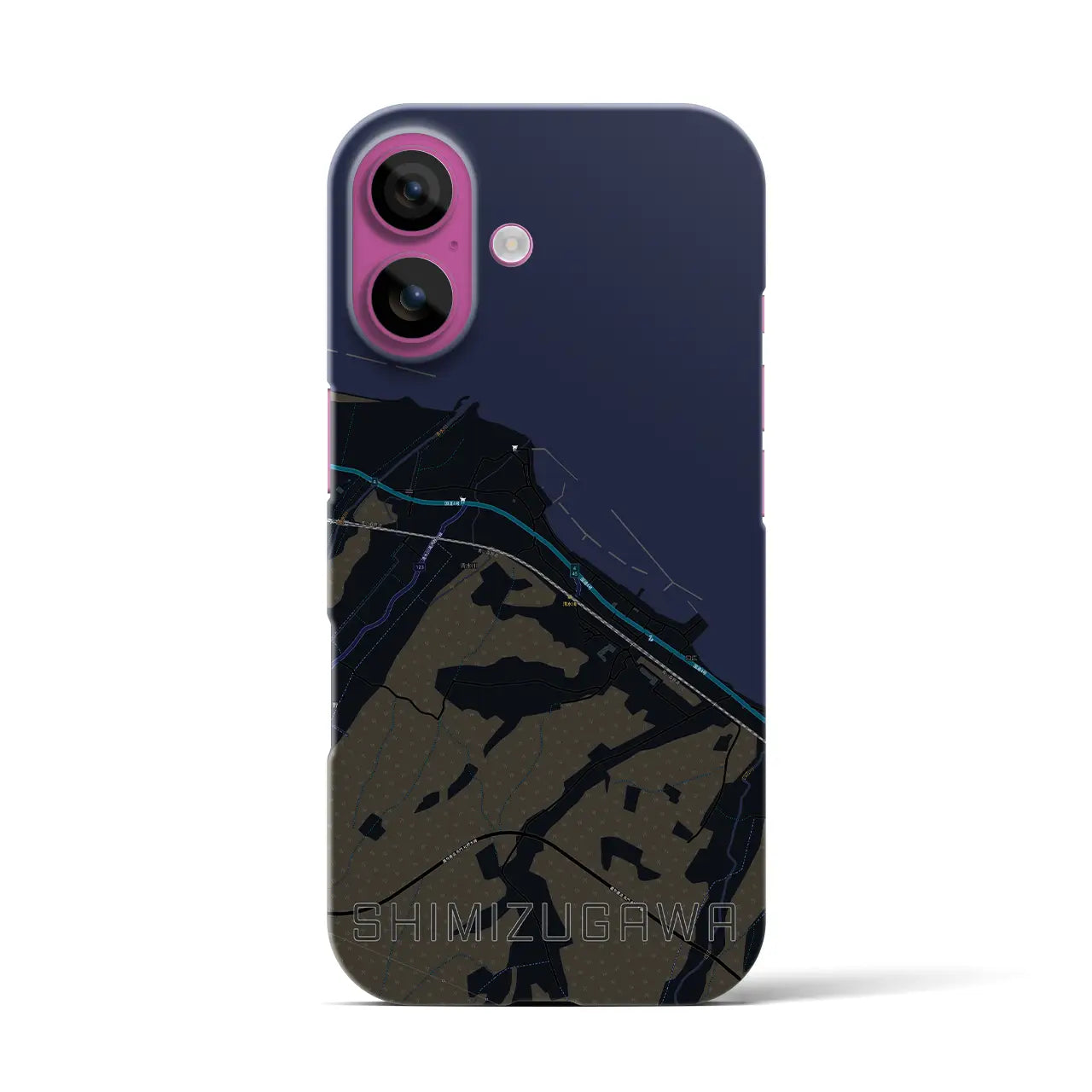 【清水川(青森県)】地図柄iPhoneケース(バックカバータイプ)