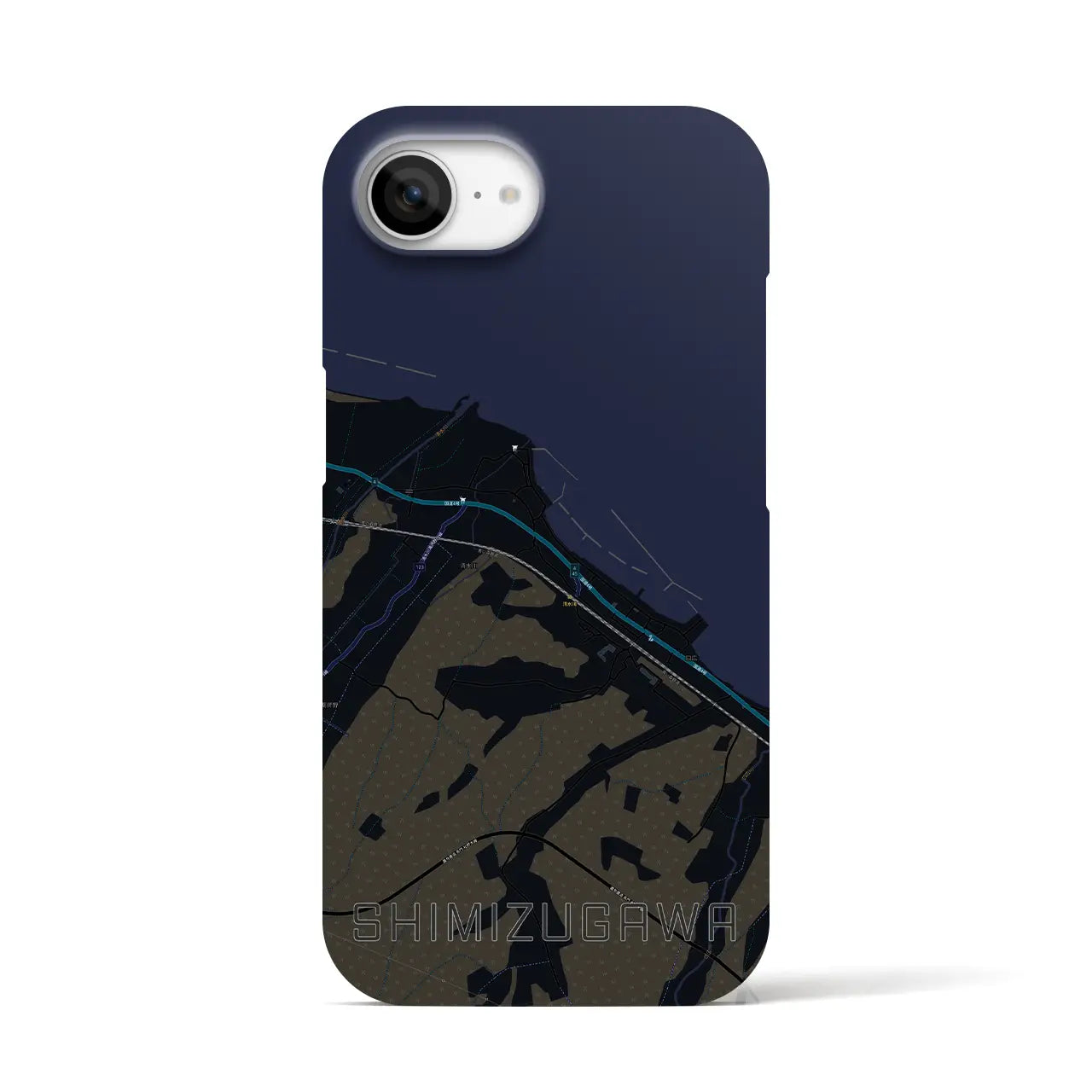 【清水川(青森県)】地図柄iPhoneケース(バックカバータイプ)