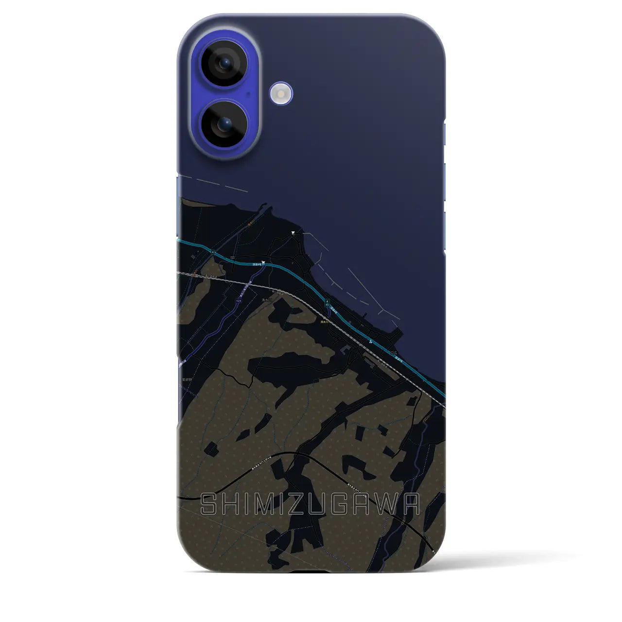 【清水川(青森県)】地図柄iPhoneケース(バックカバータイプ)