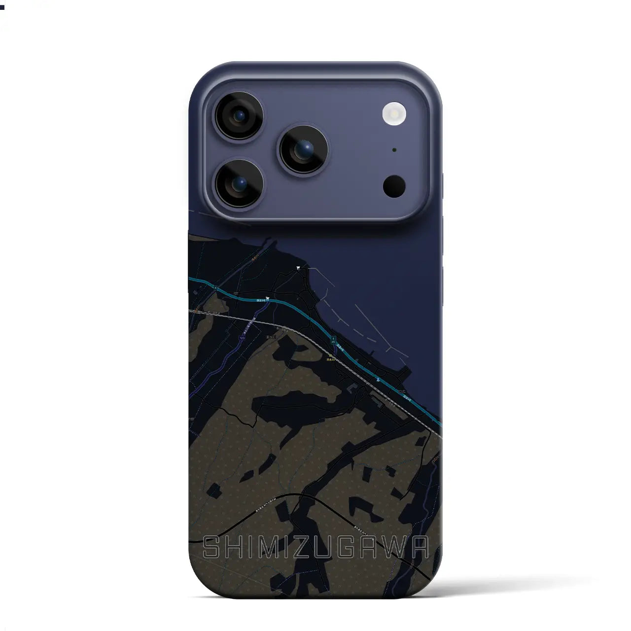 【清水川(青森県)】地図柄iPhoneケース(バックカバータイプ)