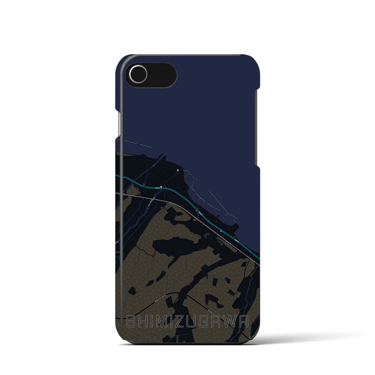 【清水川(青森県)】地図柄iPhoneケース(バックカバータイプ)