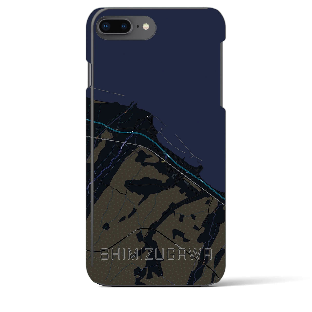 【清水川(青森県)】地図柄iPhoneケース(バックカバータイプ)