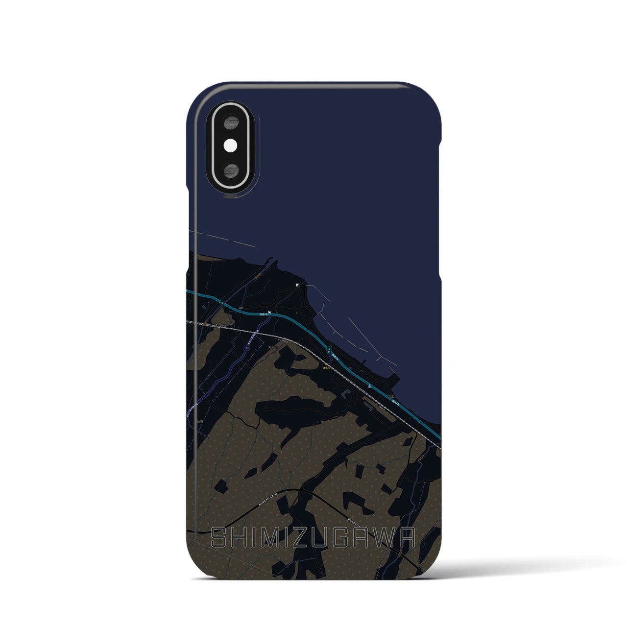 【清水川(青森県)】地図柄iPhoneケース(バックカバータイプ)
