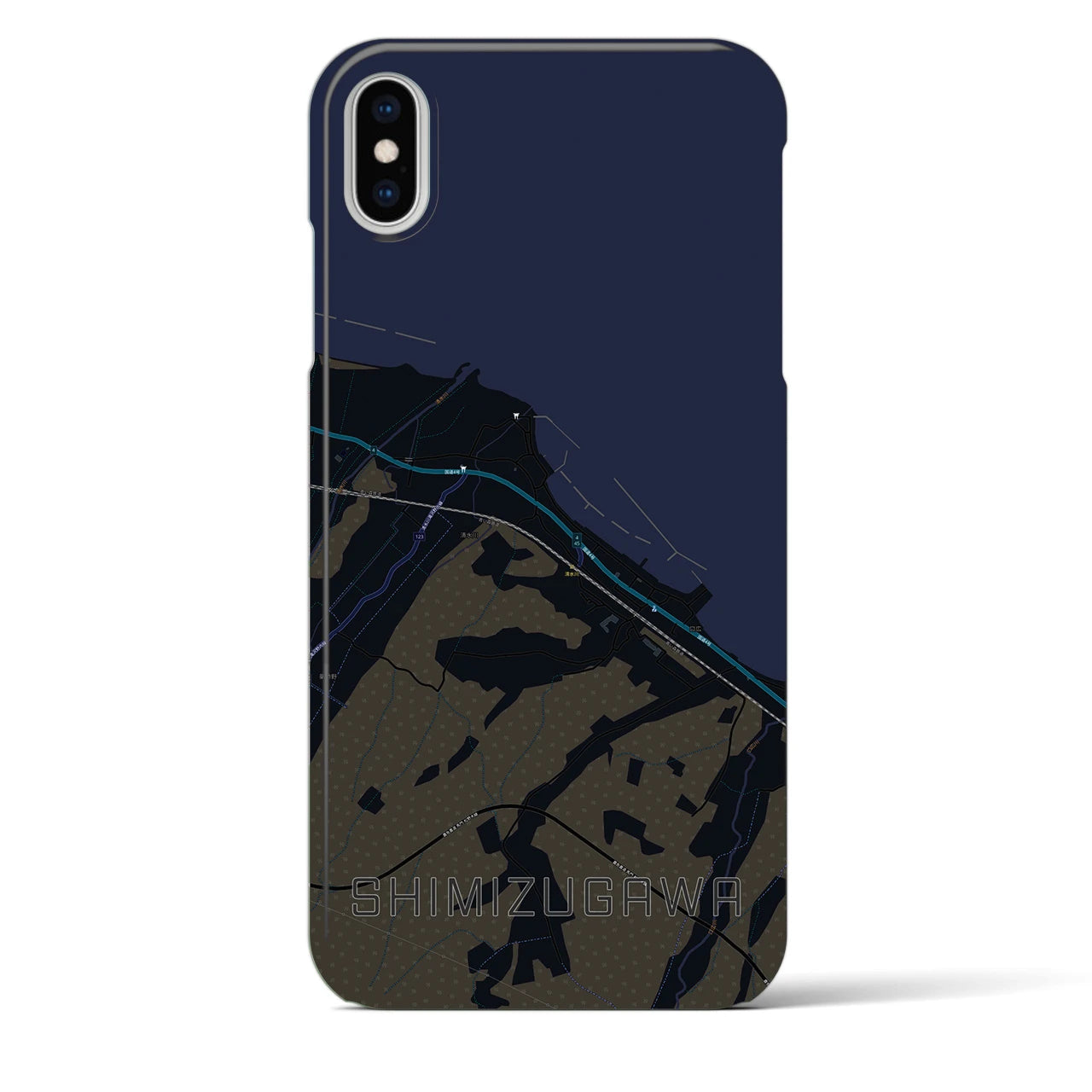 【清水川(青森県)】地図柄iPhoneケース(バックカバータイプ)