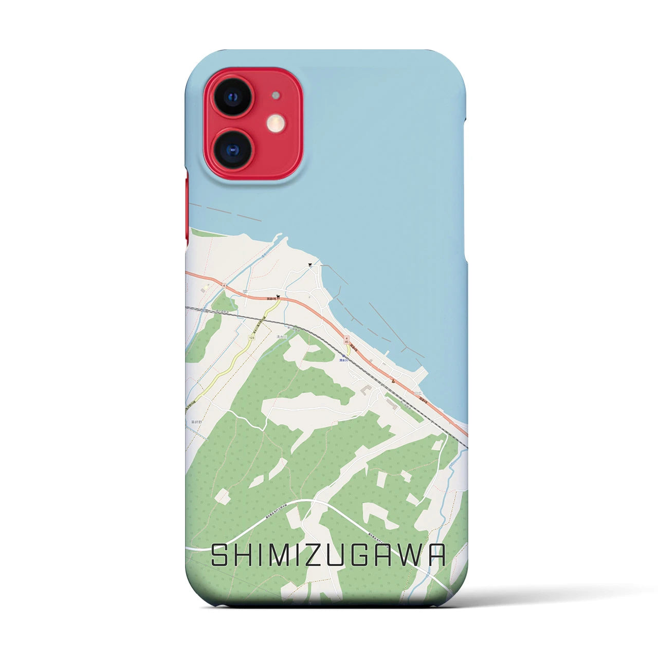 【清水川(青森県)】地図柄iPhoneケース(バックカバータイプ)
