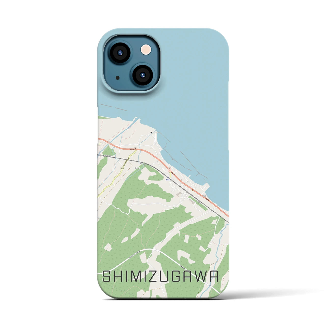【清水川(青森県)】地図柄iPhoneケース(バックカバータイプ)