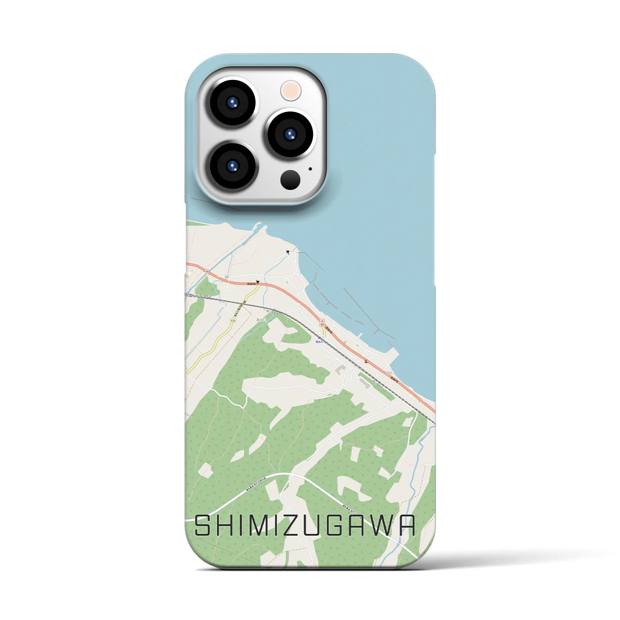 【清水川(青森県)】地図柄iPhoneケース(バックカバータイプ)