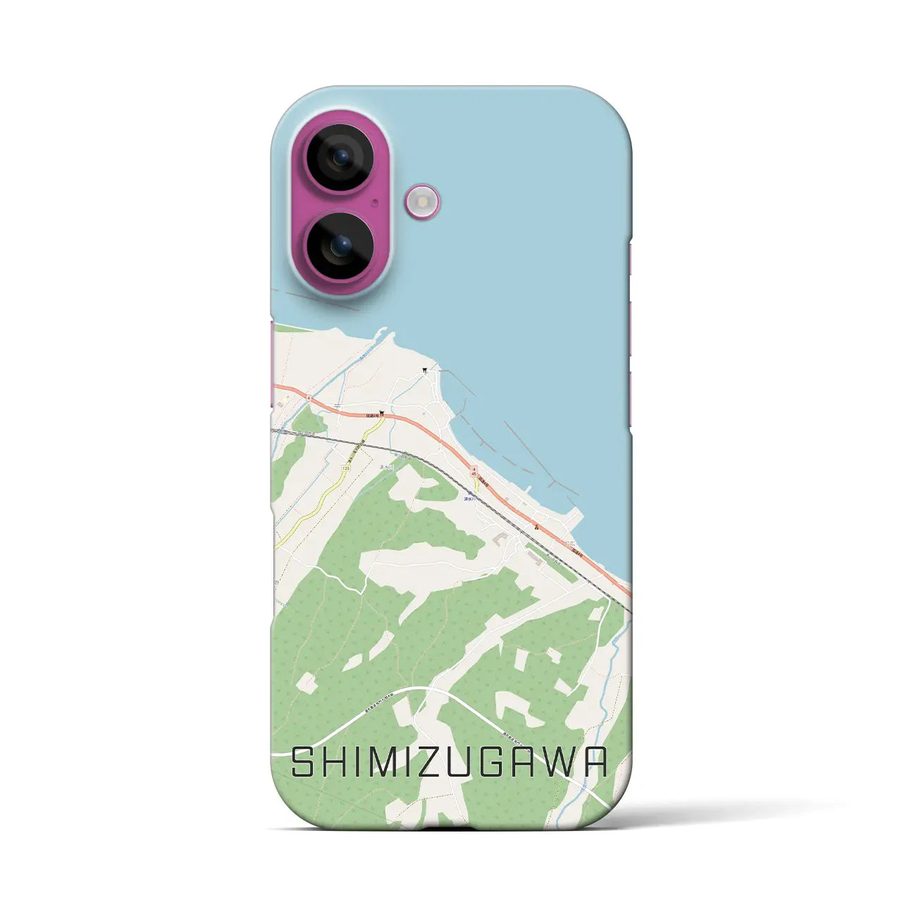 【清水川(青森県)】地図柄iPhoneケース(バックカバータイプ)