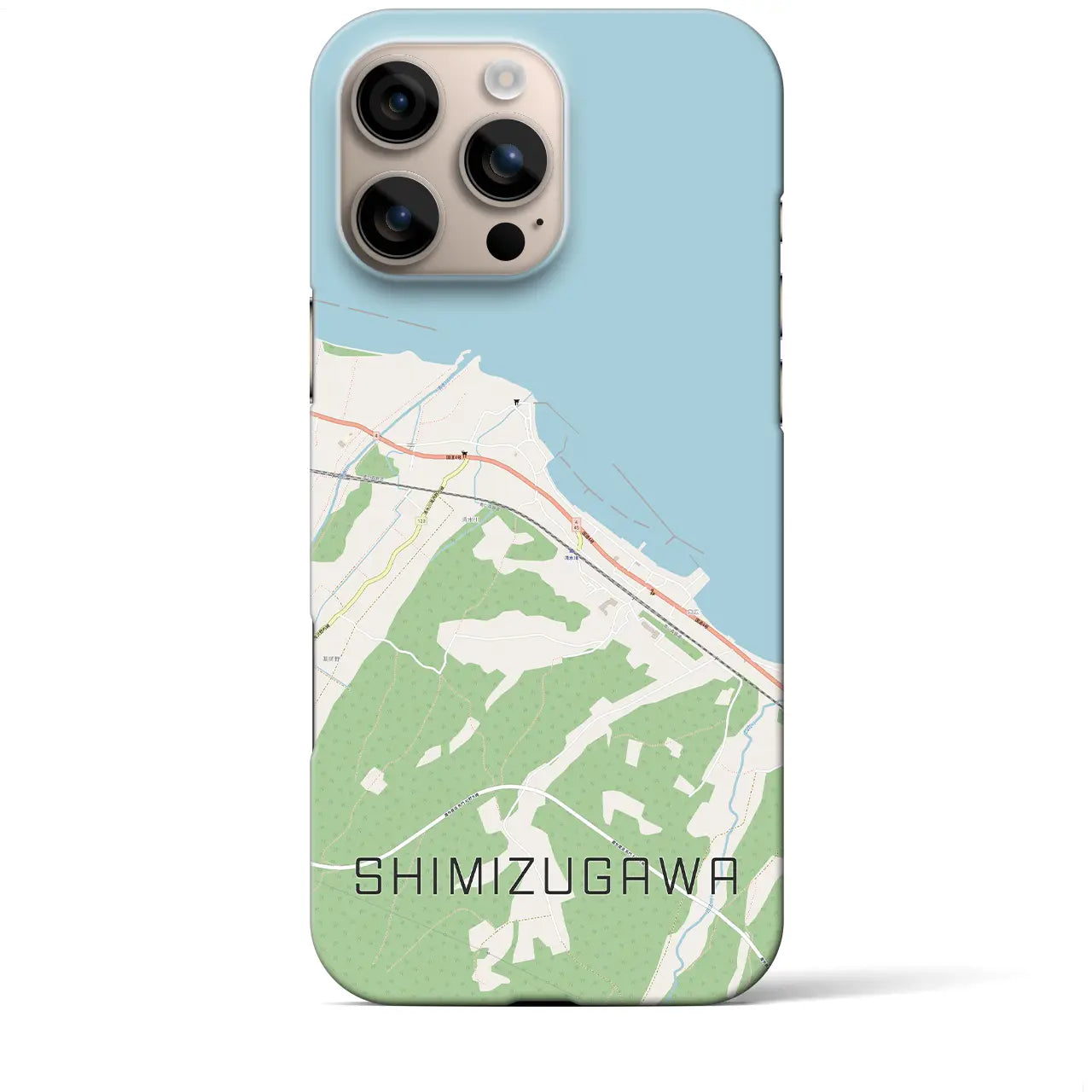 【清水川(青森県)】地図柄iPhoneケース(バックカバータイプ)