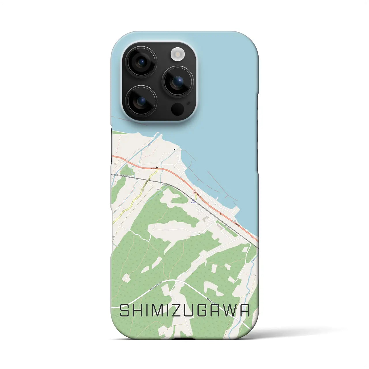 【清水川(青森県)】地図柄iPhoneケース(バックカバータイプ)