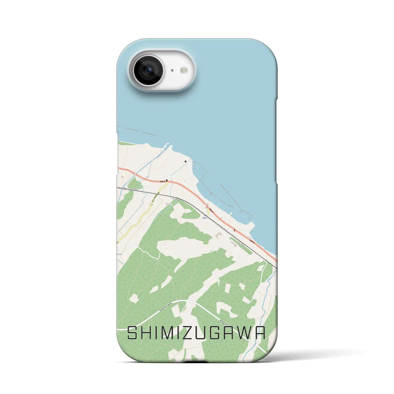 【清水川(青森県)】地図柄iPhoneケース(バックカバータイプ)