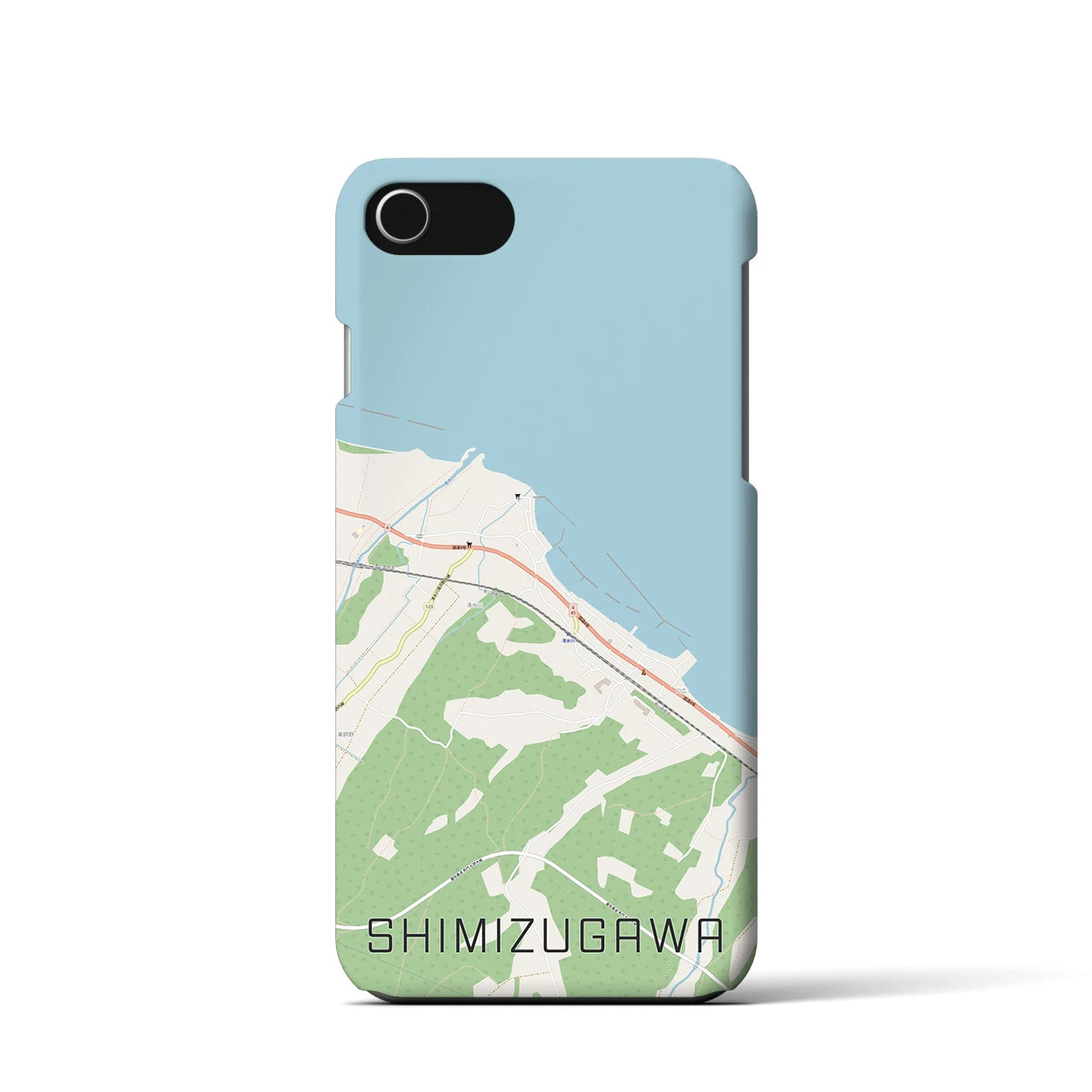 【清水川(青森県)】地図柄iPhoneケース(バックカバータイプ)
