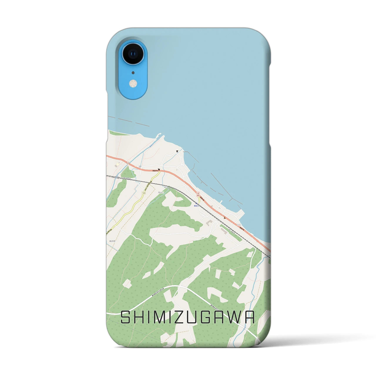【清水川(青森県)】地図柄iPhoneケース(バックカバータイプ)