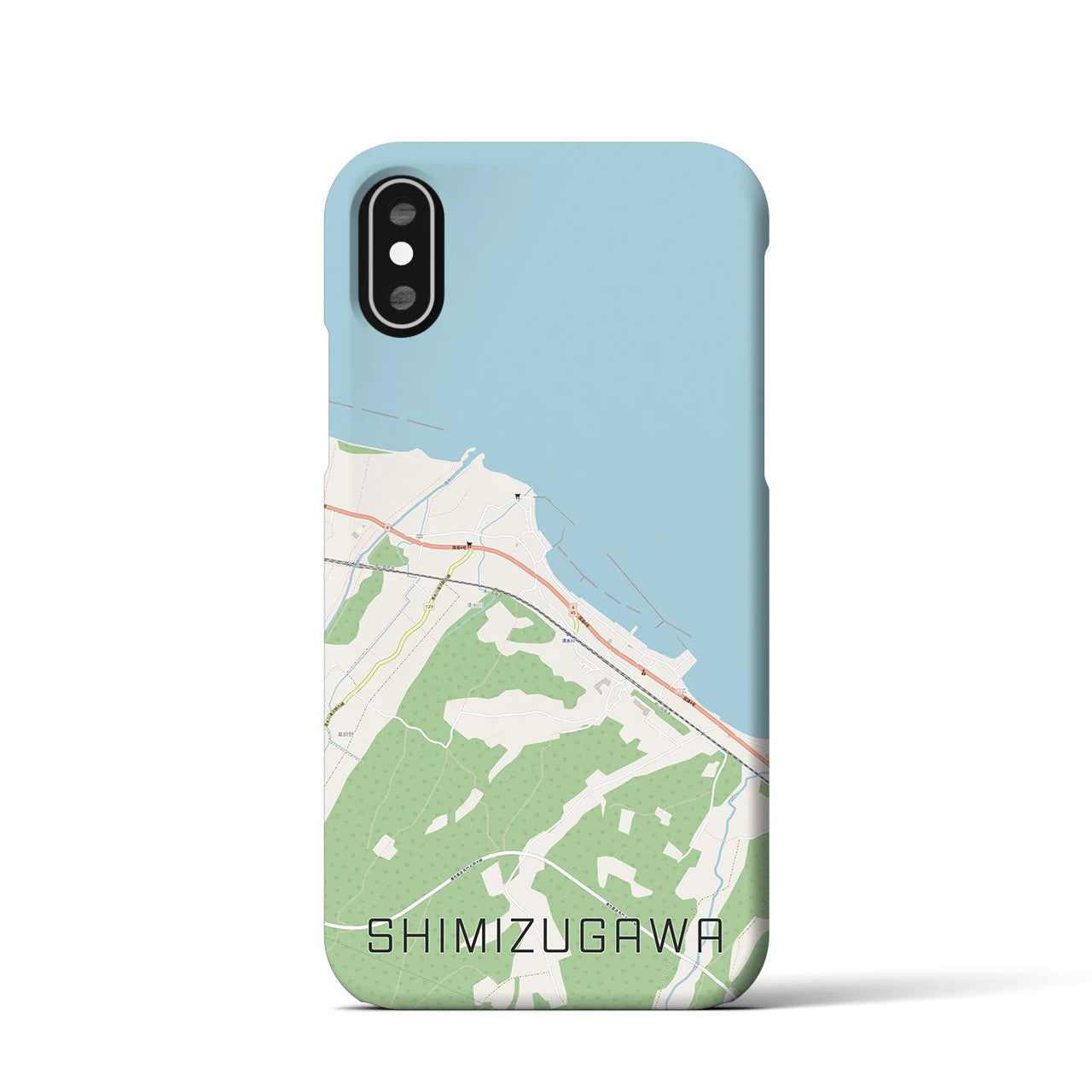【清水川(青森県)】地図柄iPhoneケース(バックカバータイプ)