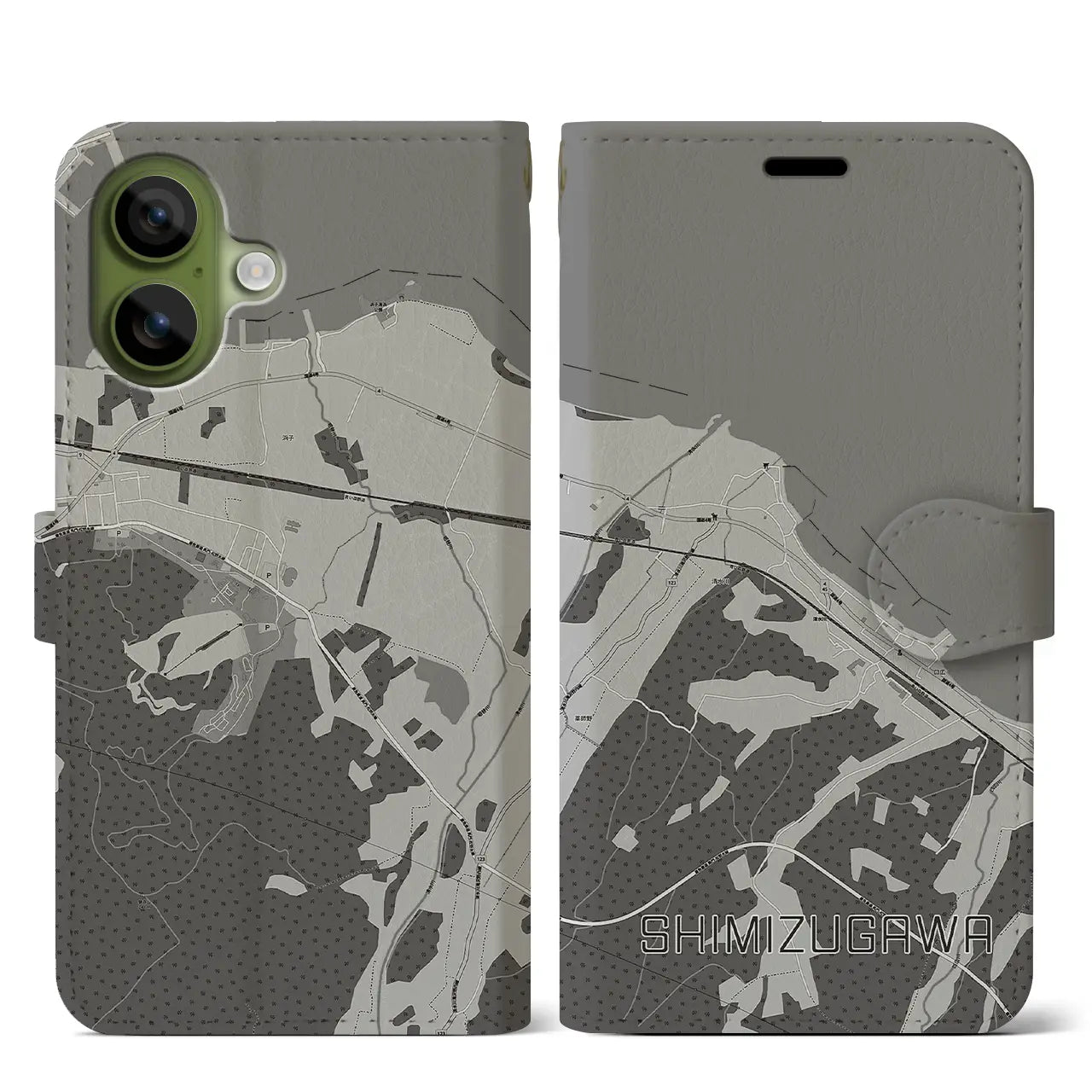 【清水川(青森県)】地図柄iPhoneケース(手帳タイプ)