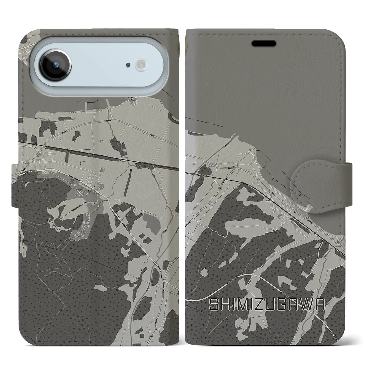 【清水川(青森県)】地図柄iPhoneケース(手帳タイプ)