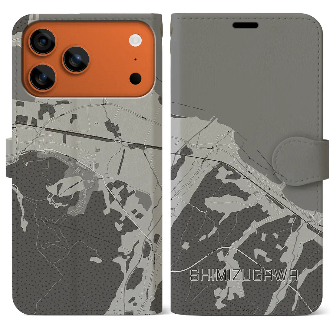 【清水川(青森県)】地図柄iPhoneケース(手帳タイプ)