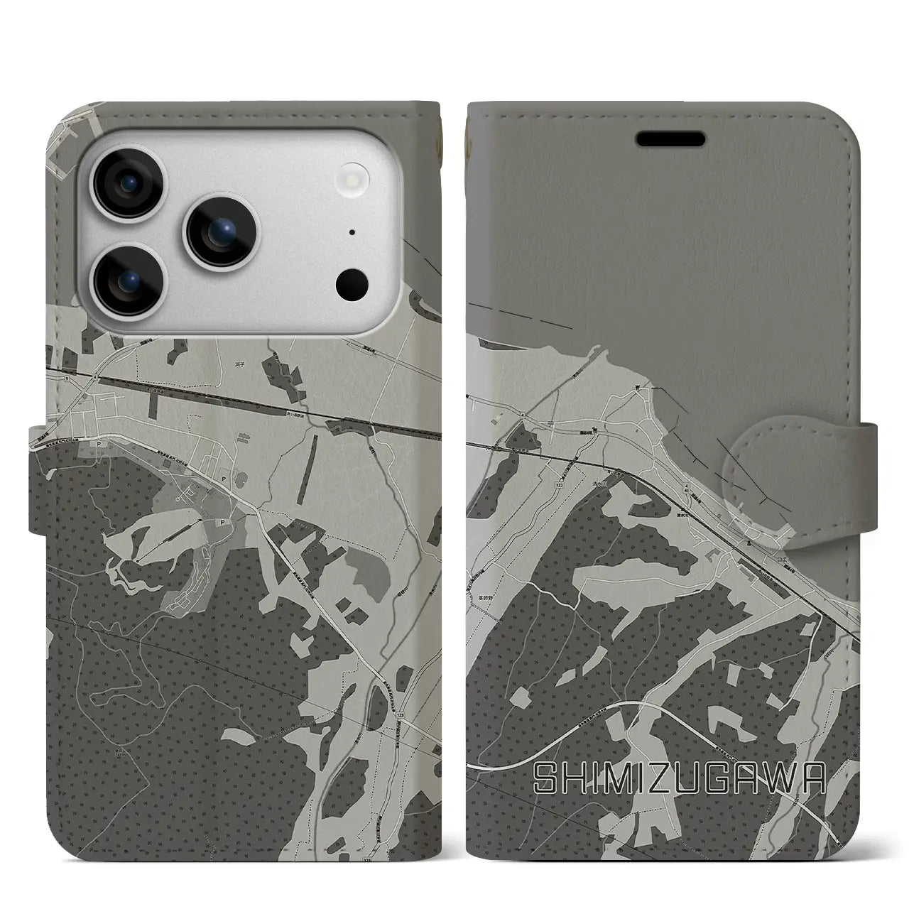 【清水川(青森県)】地図柄iPhoneケース(手帳タイプ)