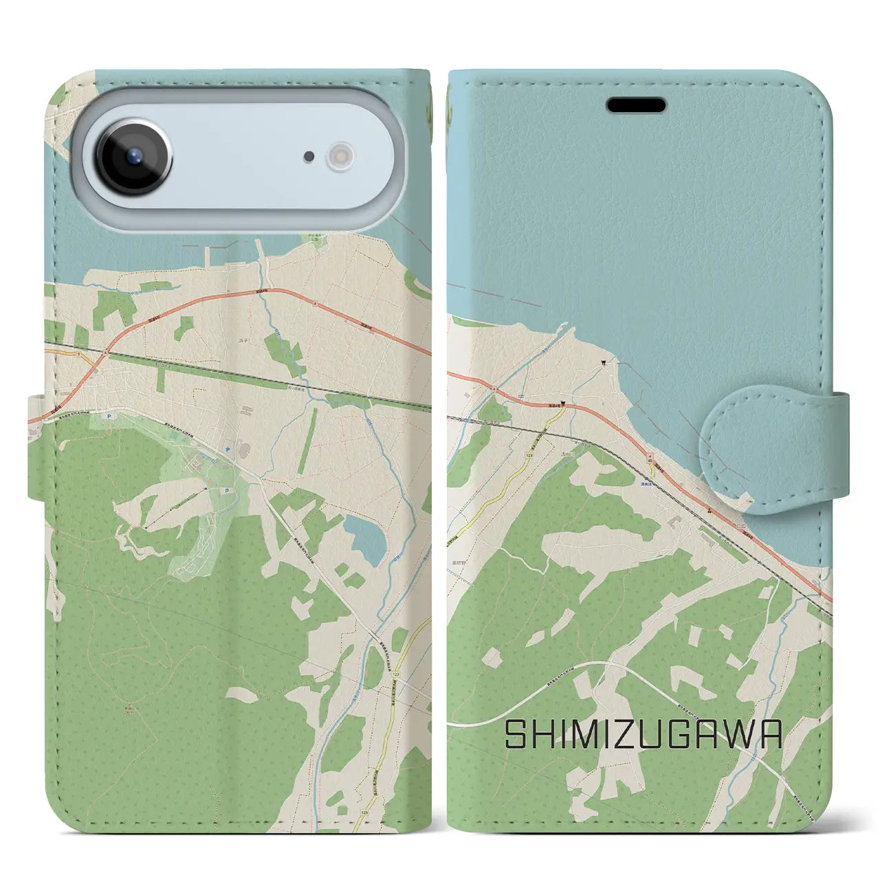 【清水川(青森県)】地図柄iPhoneケース(手帳タイプ)