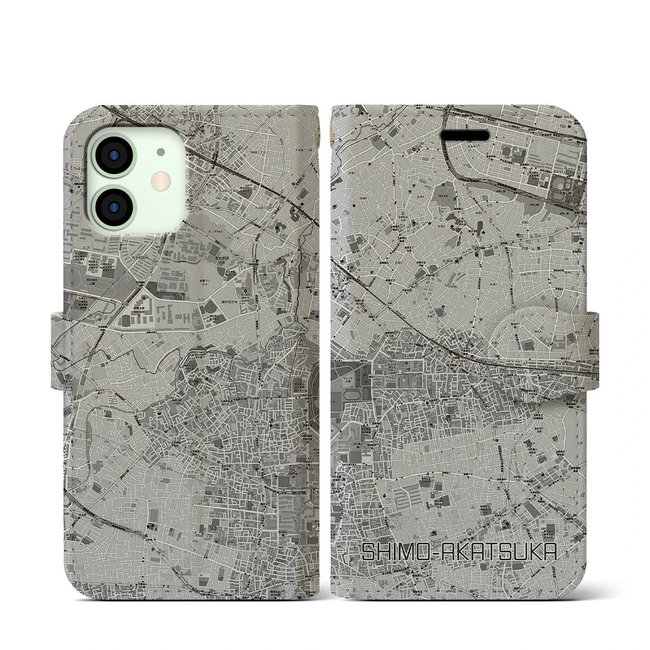 【下赤塚(東京都)】地図柄iPhoneケース(手帳タイプ)