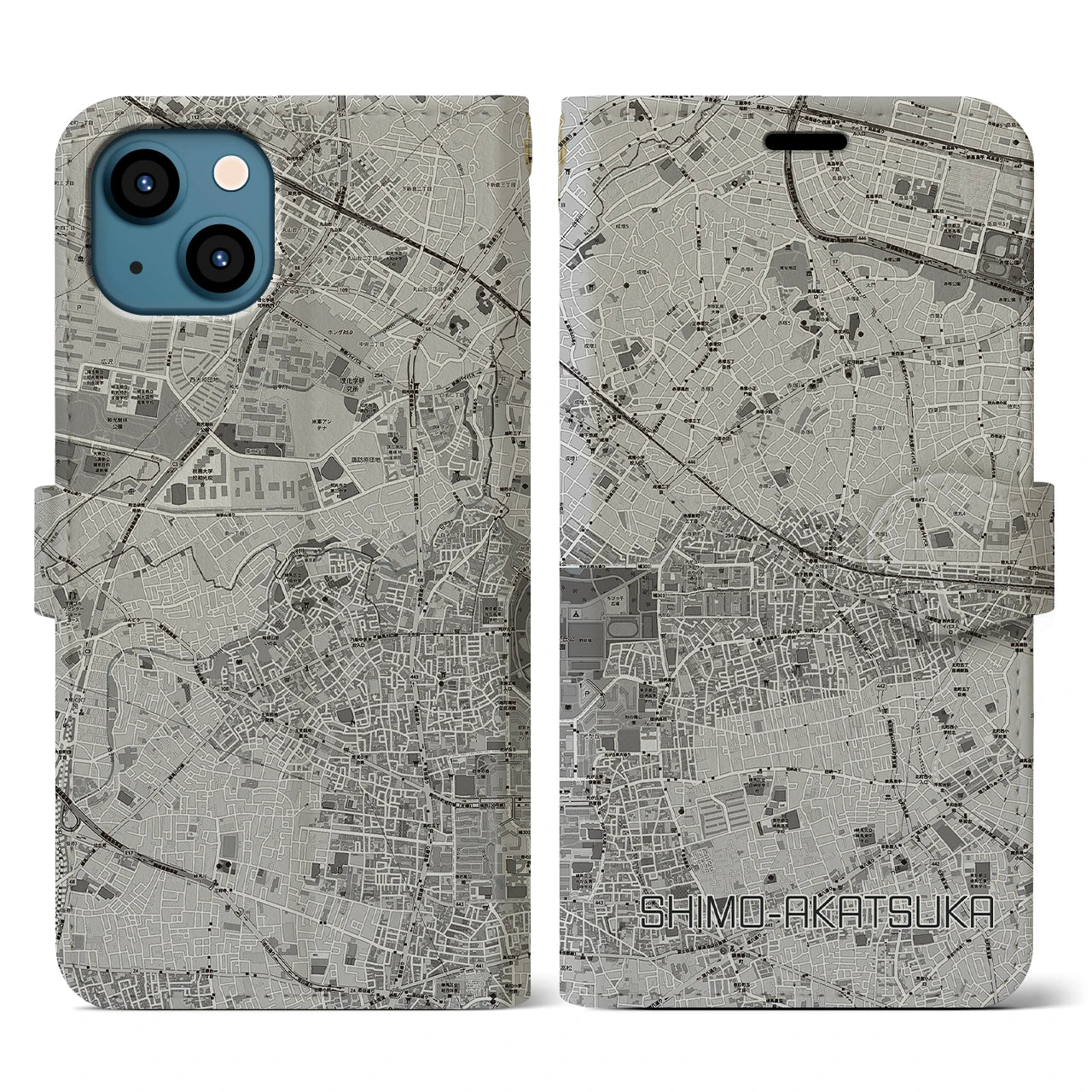 【下赤塚(東京都)】地図柄iPhoneケース(手帳タイプ)