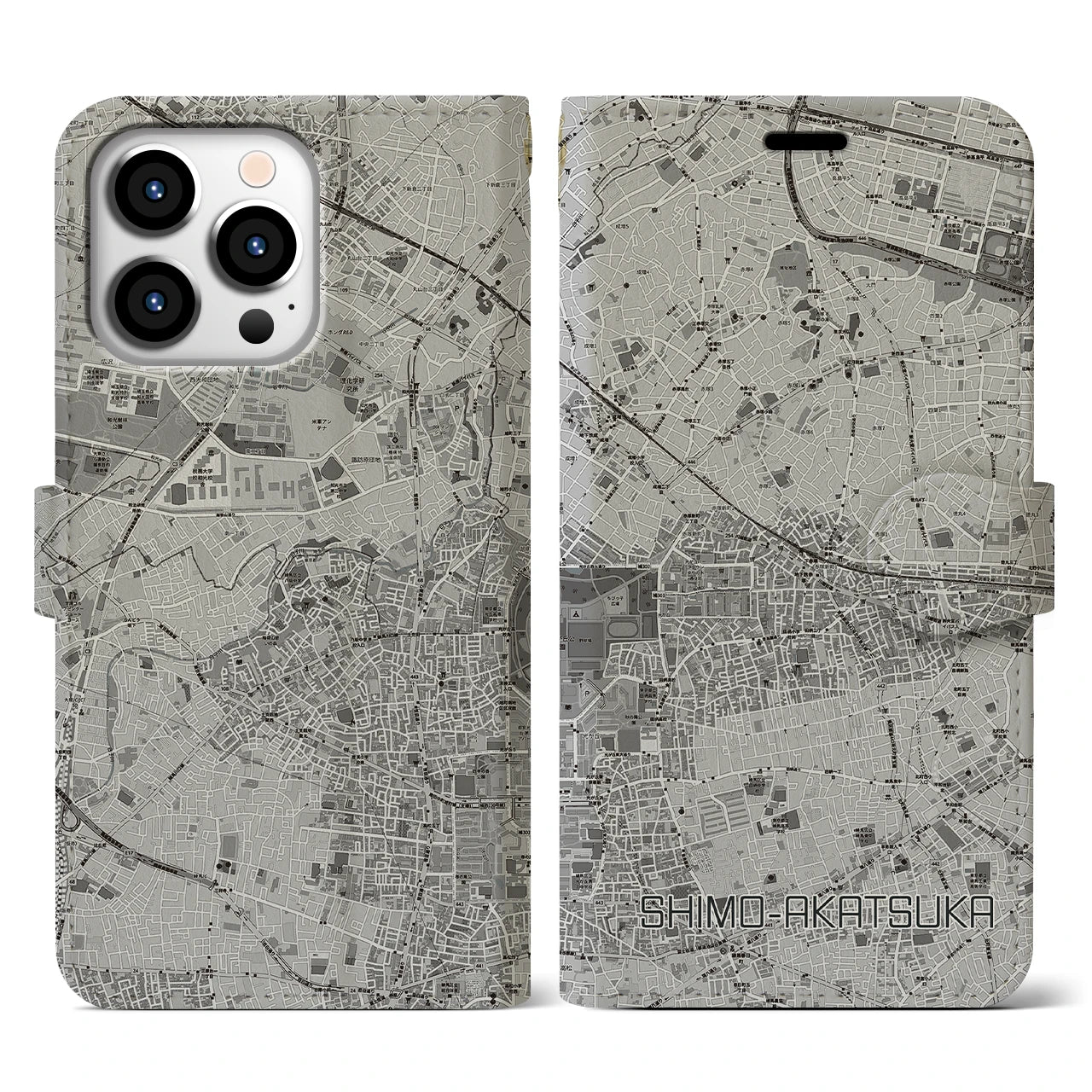 【下赤塚(東京都)】地図柄iPhoneケース(手帳タイプ)