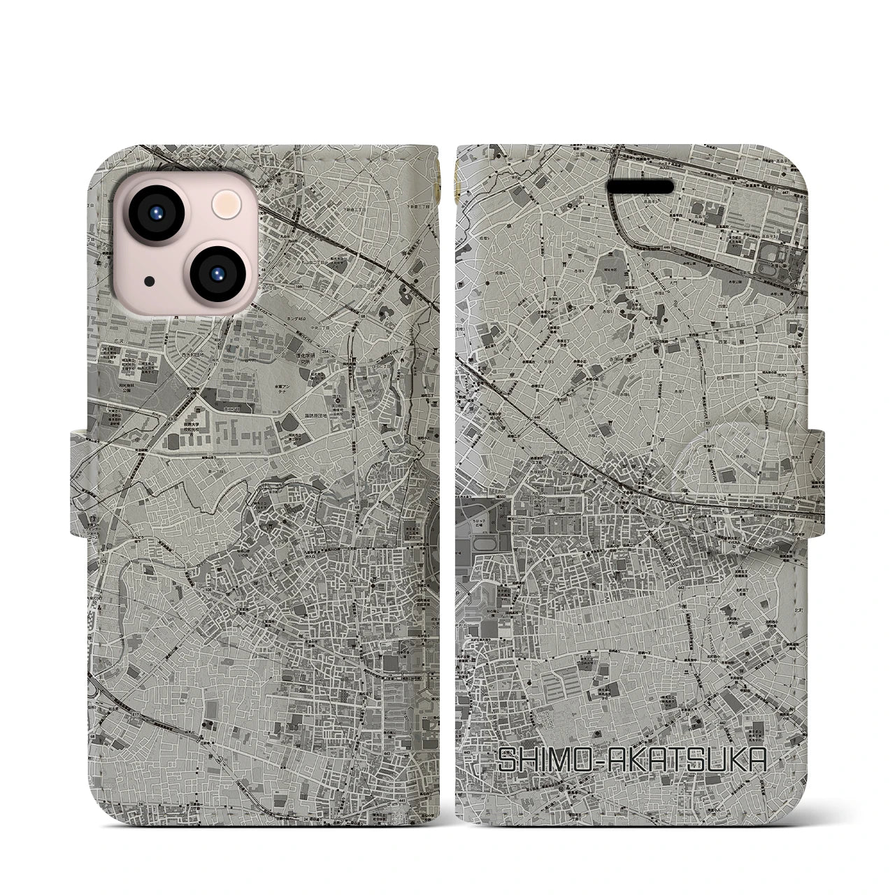 【下赤塚(東京都)】地図柄iPhoneケース(手帳タイプ)