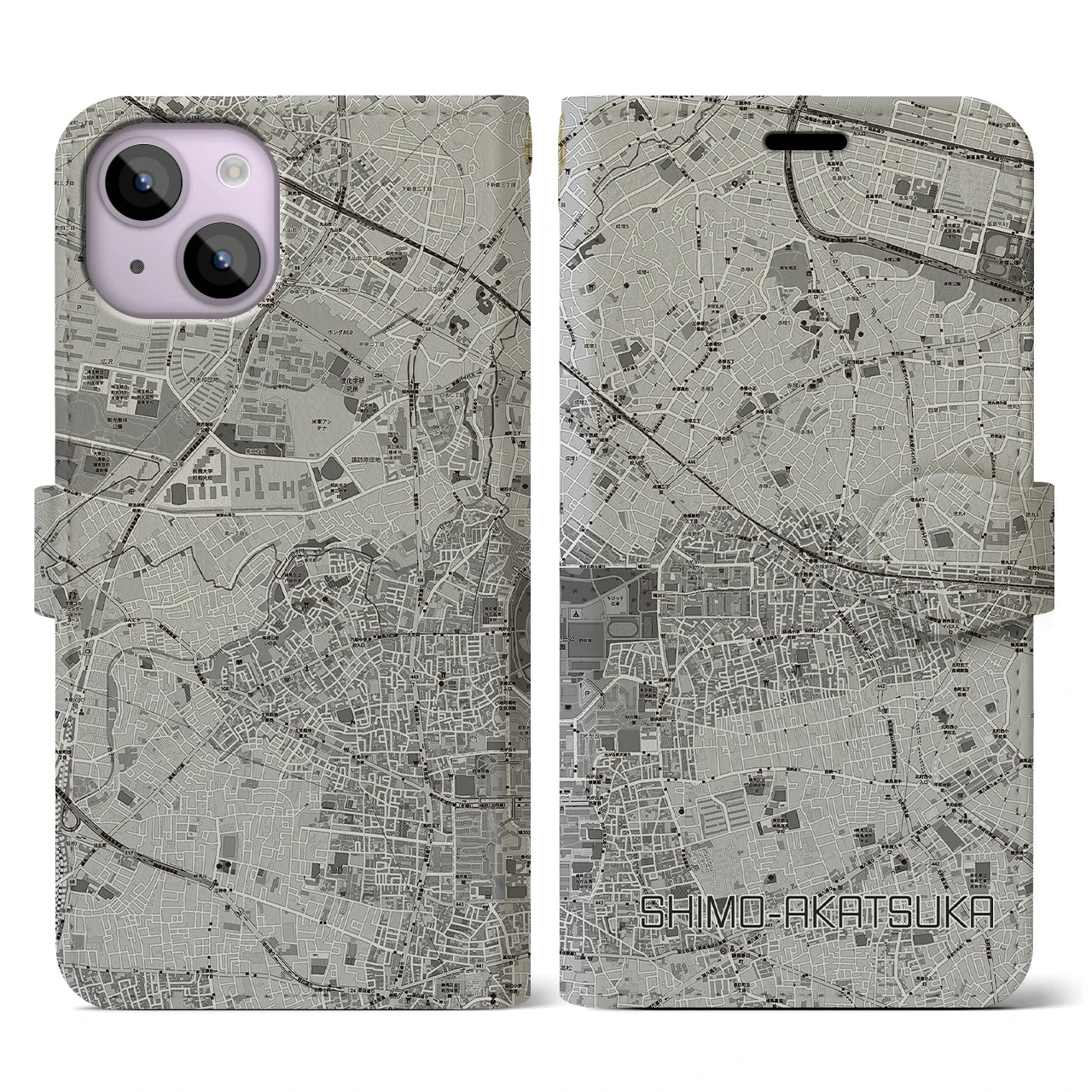 【下赤塚(東京都)】地図柄iPhoneケース(手帳タイプ)