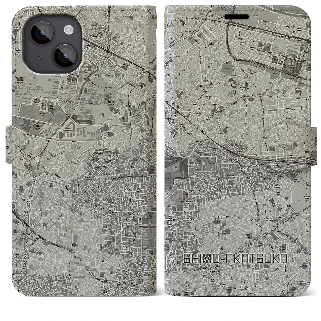 【下赤塚(東京都)】地図柄iPhoneケース(手帳タイプ)