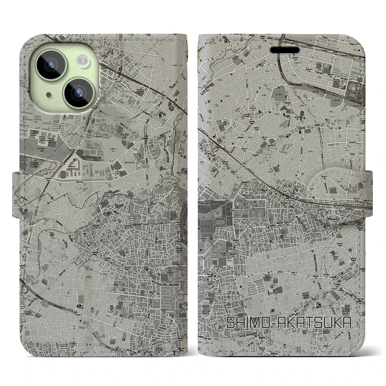 【下赤塚(東京都)】地図柄iPhoneケース(手帳タイプ)