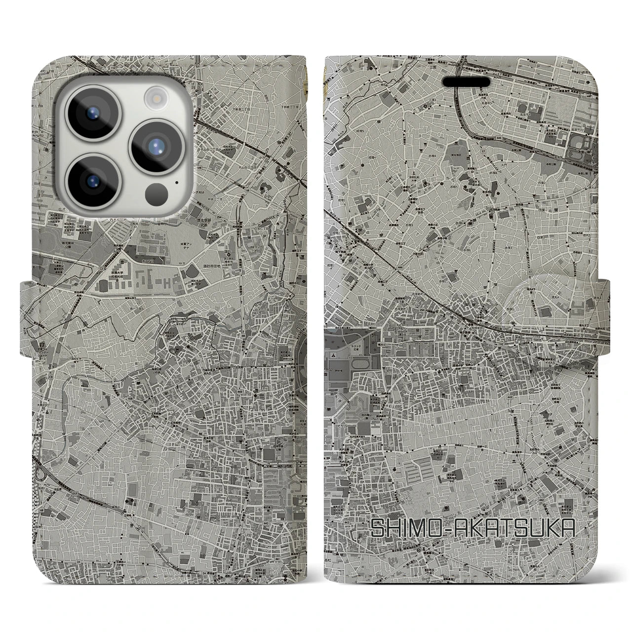 【下赤塚(東京都)】地図柄iPhoneケース(手帳タイプ)