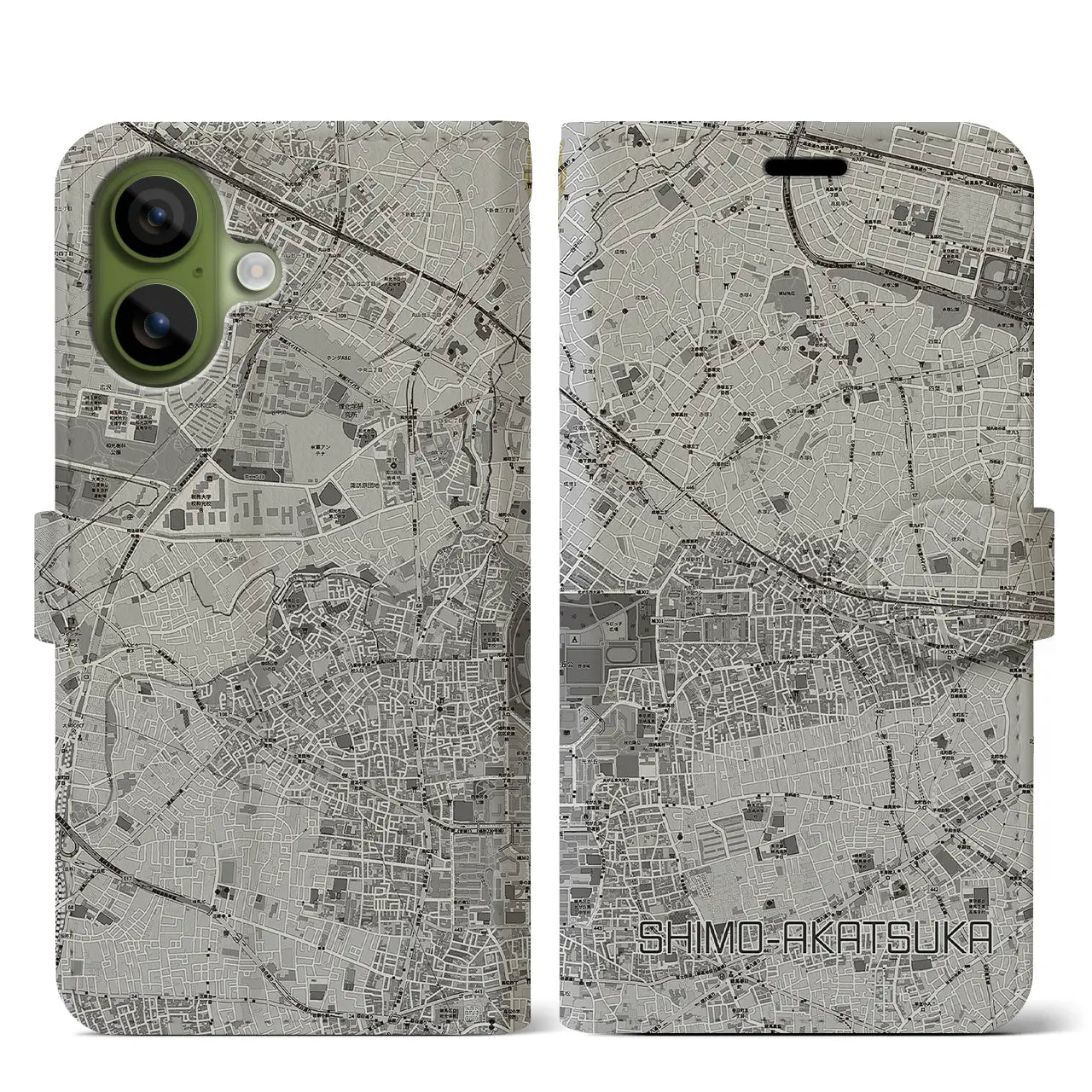 【下赤塚(東京都)】地図柄iPhoneケース(手帳タイプ)