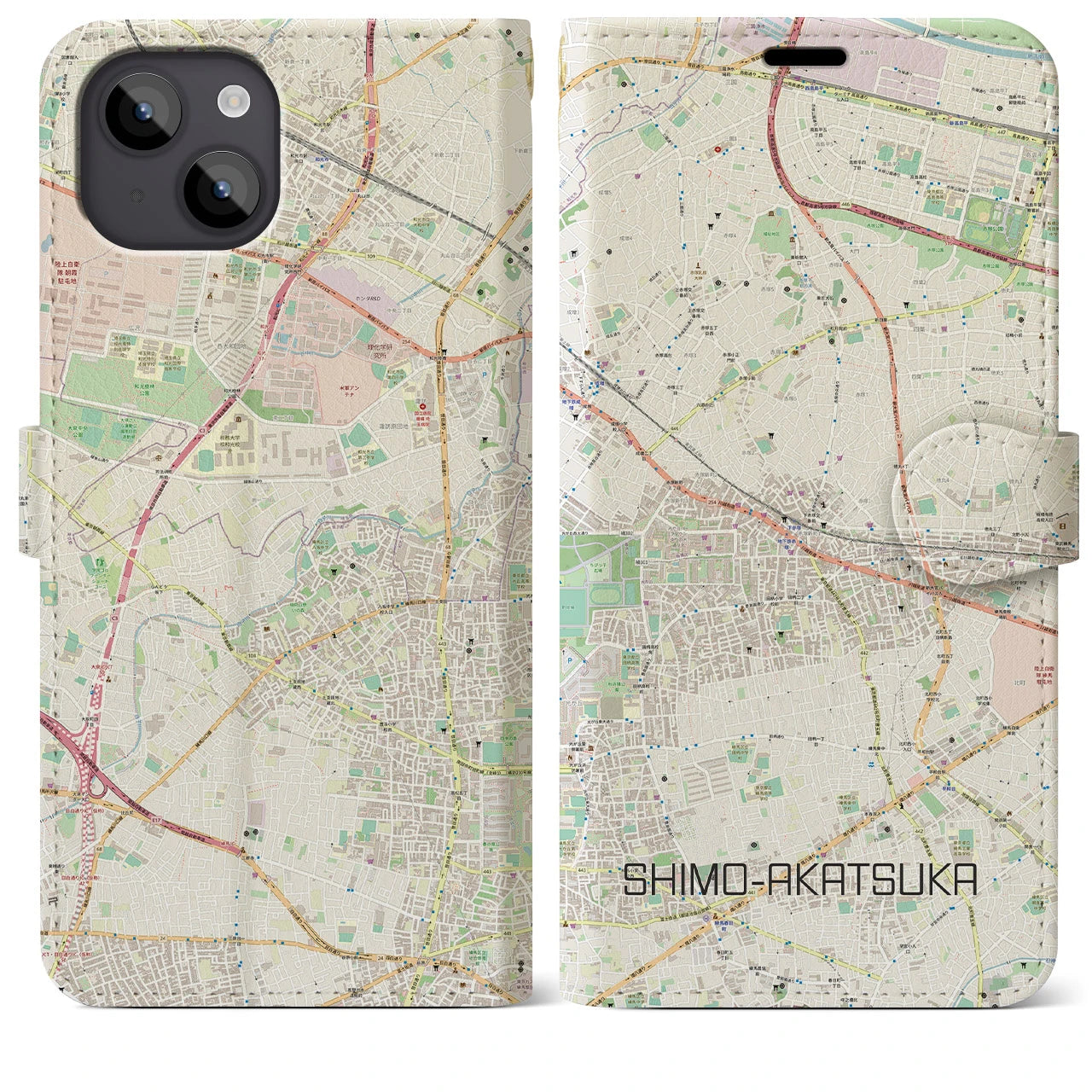 【下赤塚(東京都)】地図柄iPhoneケース(手帳タイプ)