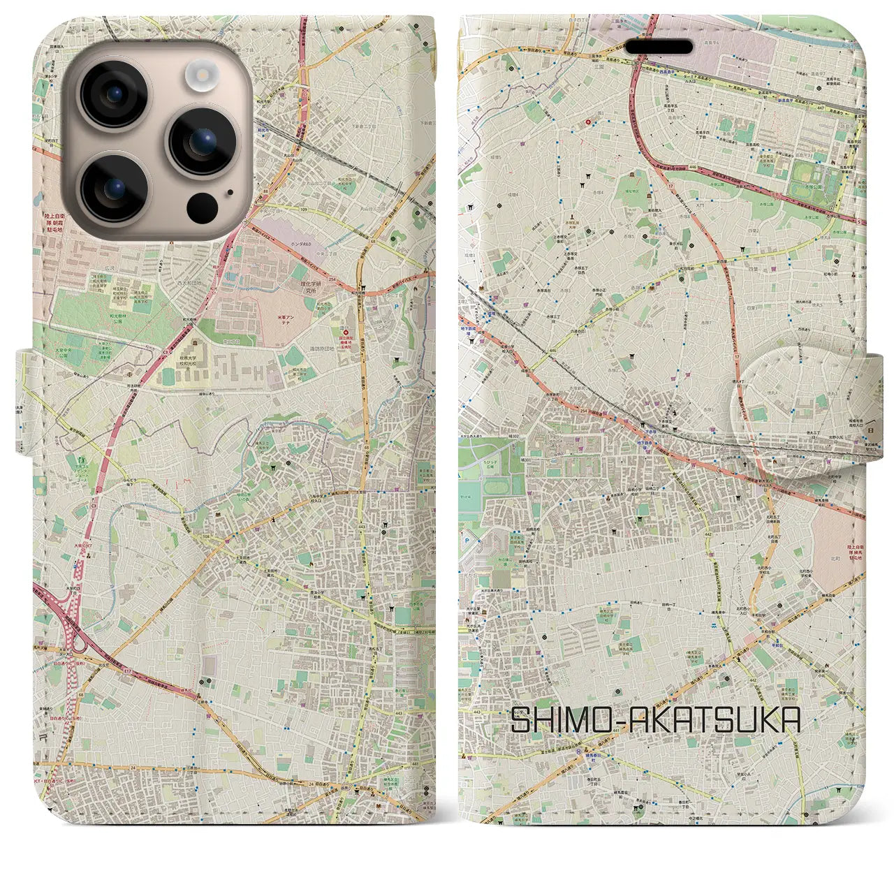 【下赤塚(東京都)】地図柄iPhoneケース(手帳タイプ)