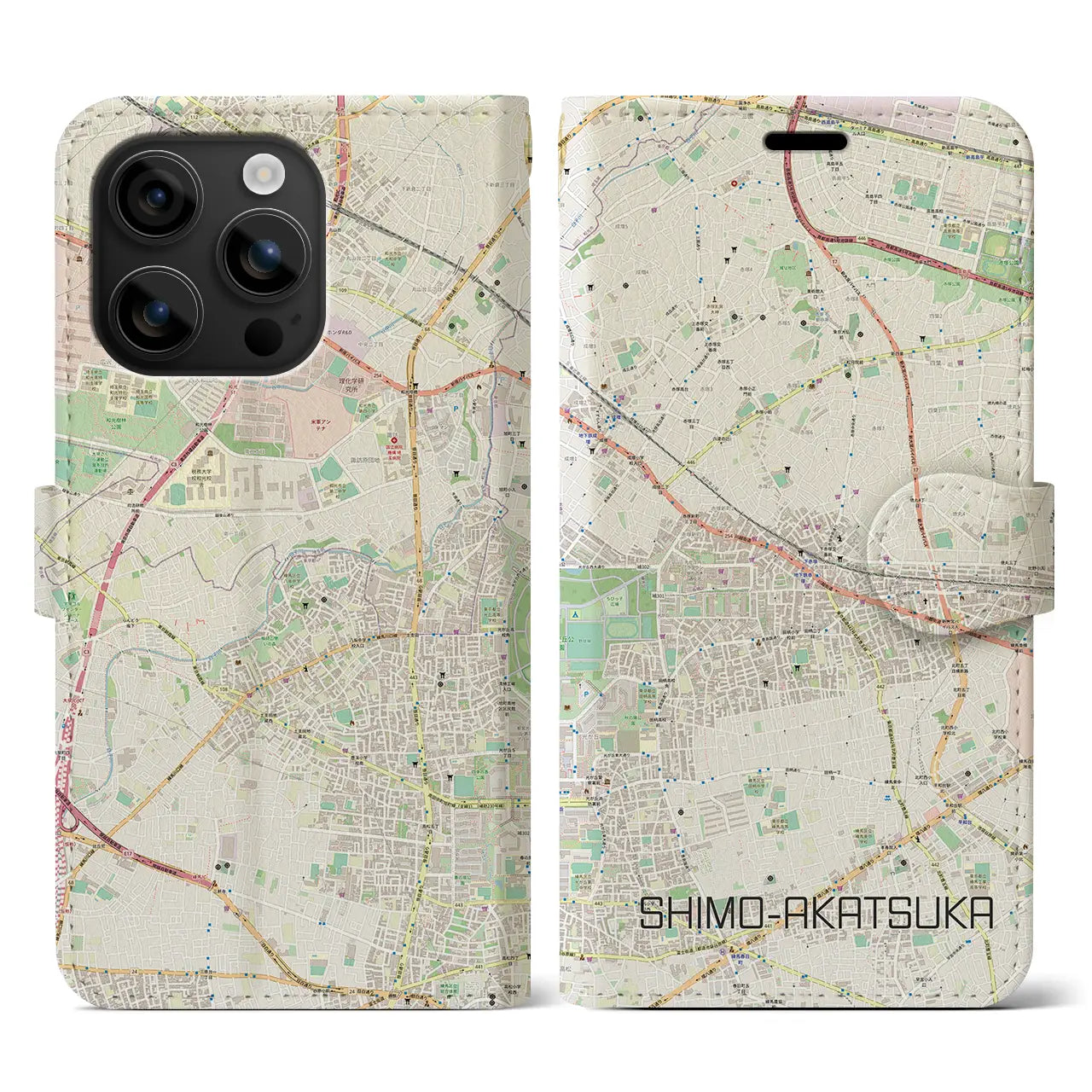 【下赤塚(東京都)】地図柄iPhoneケース(手帳タイプ)