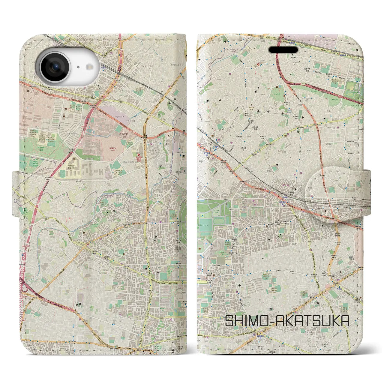 【下赤塚(東京都)】地図柄iPhoneケース(手帳タイプ)
