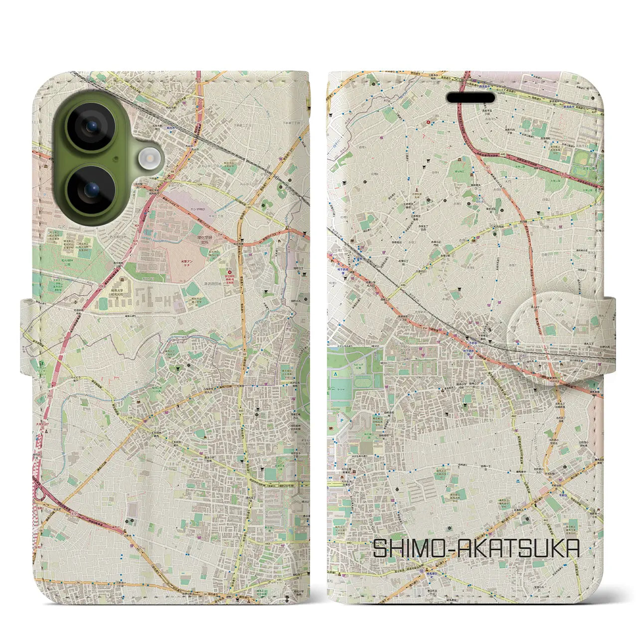 【下赤塚(東京都)】地図柄iPhoneケース(手帳タイプ)
