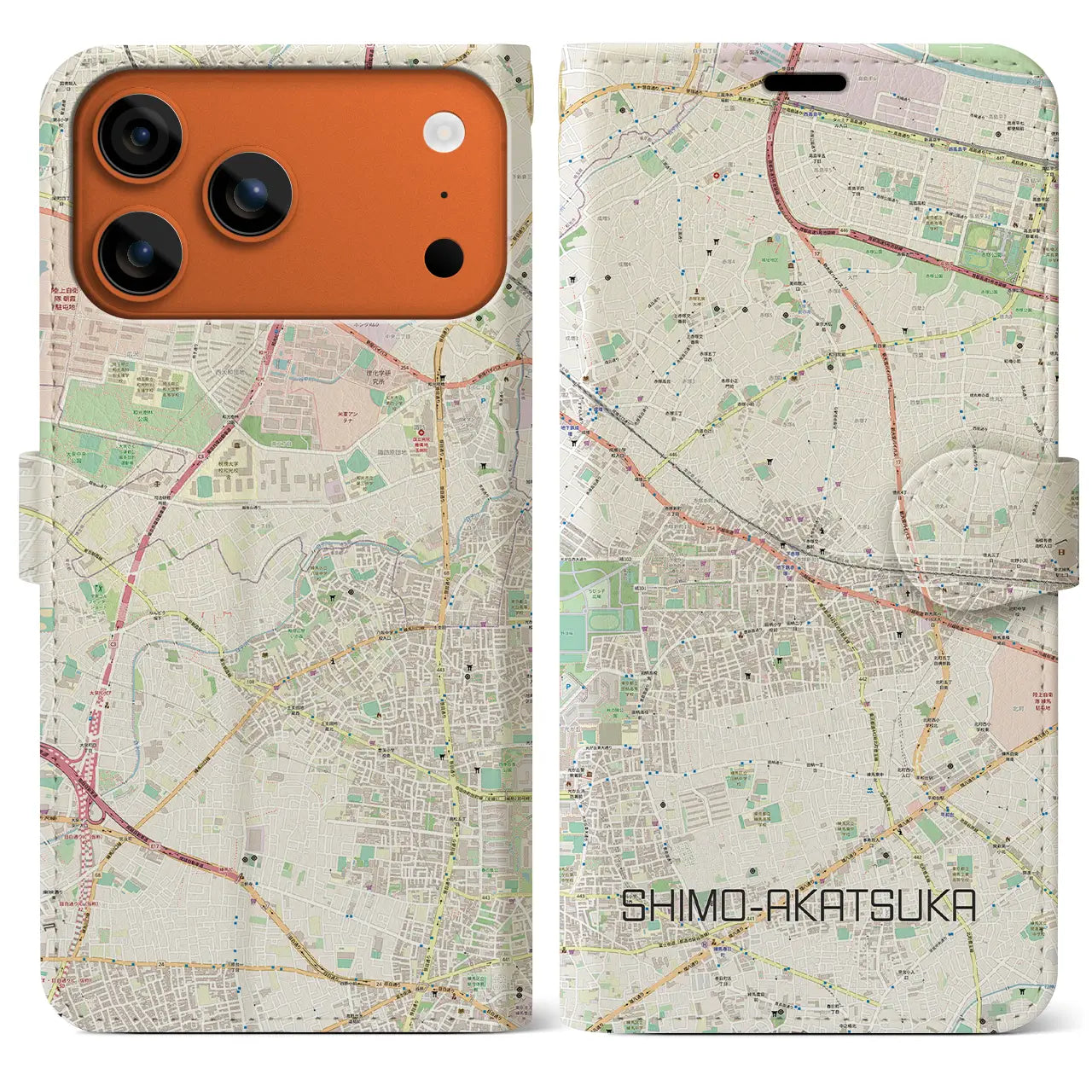 【下赤塚(東京都)】地図柄iPhoneケース(手帳タイプ)